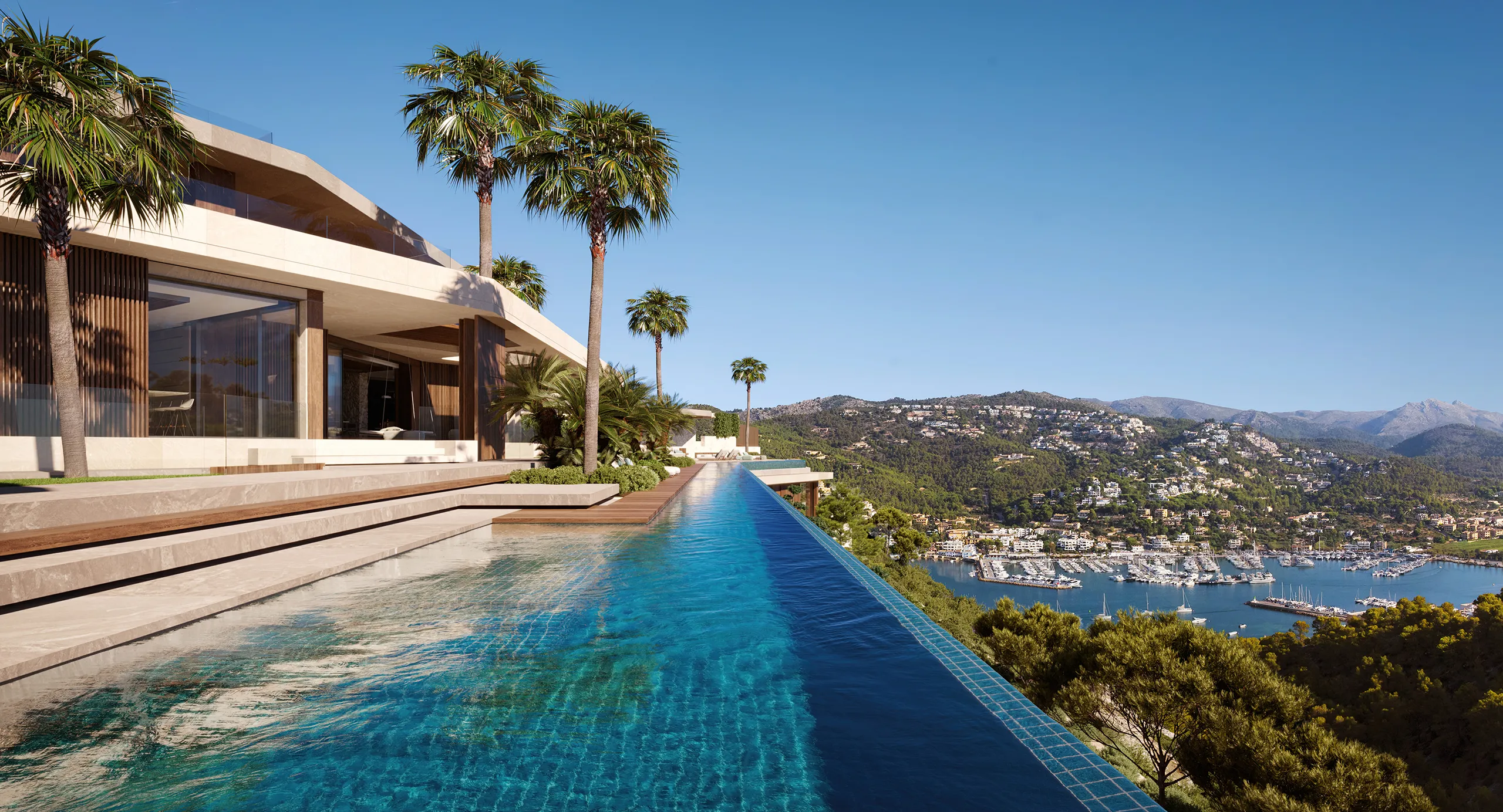Villa Port Andratx Mallorca Pool Hyperrealistic 3D