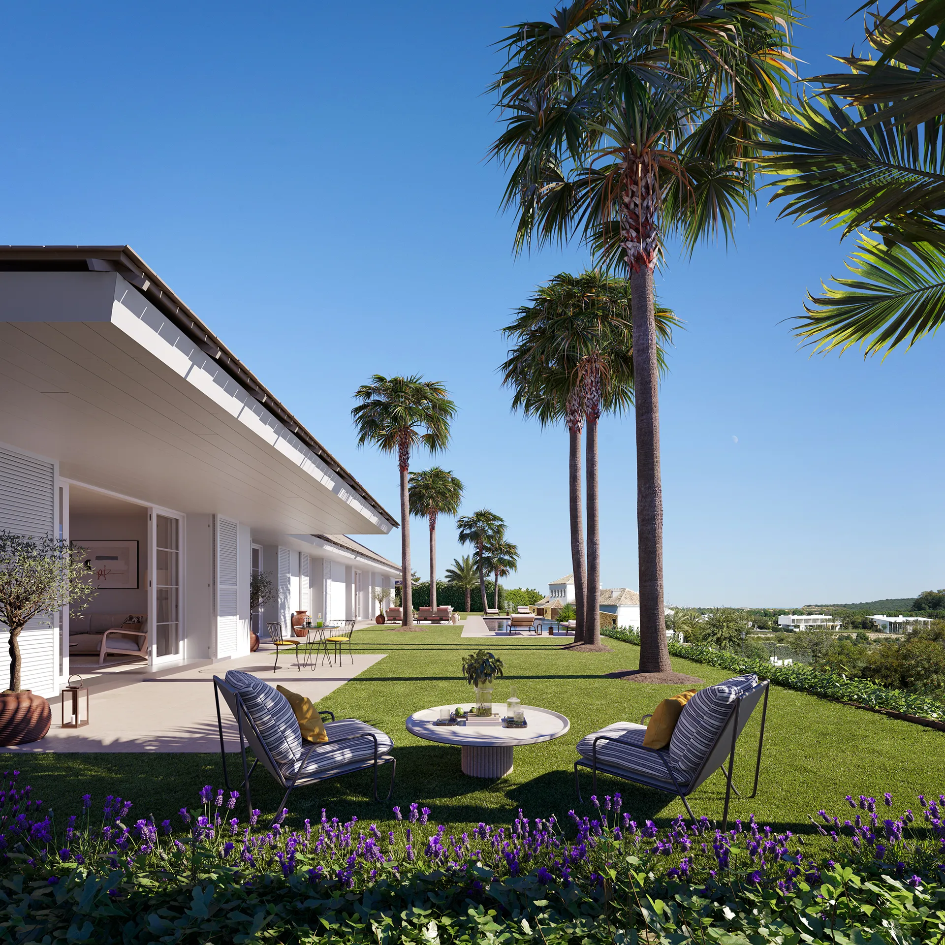 casa Finca Cortesin Marbella jardin Render arquitectura