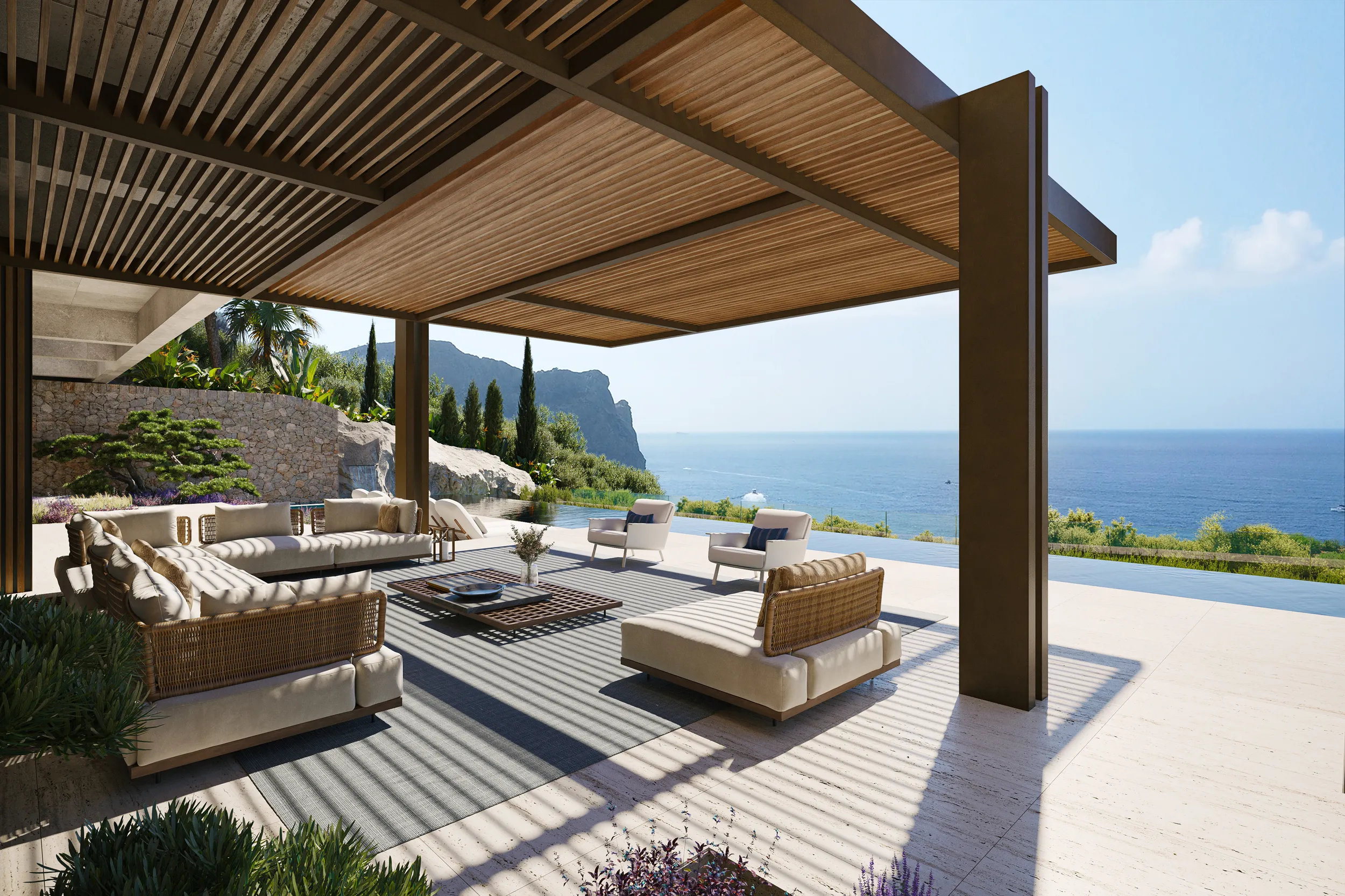 Villa Maravant Andratx Mallorca porche Renders fotorrealista