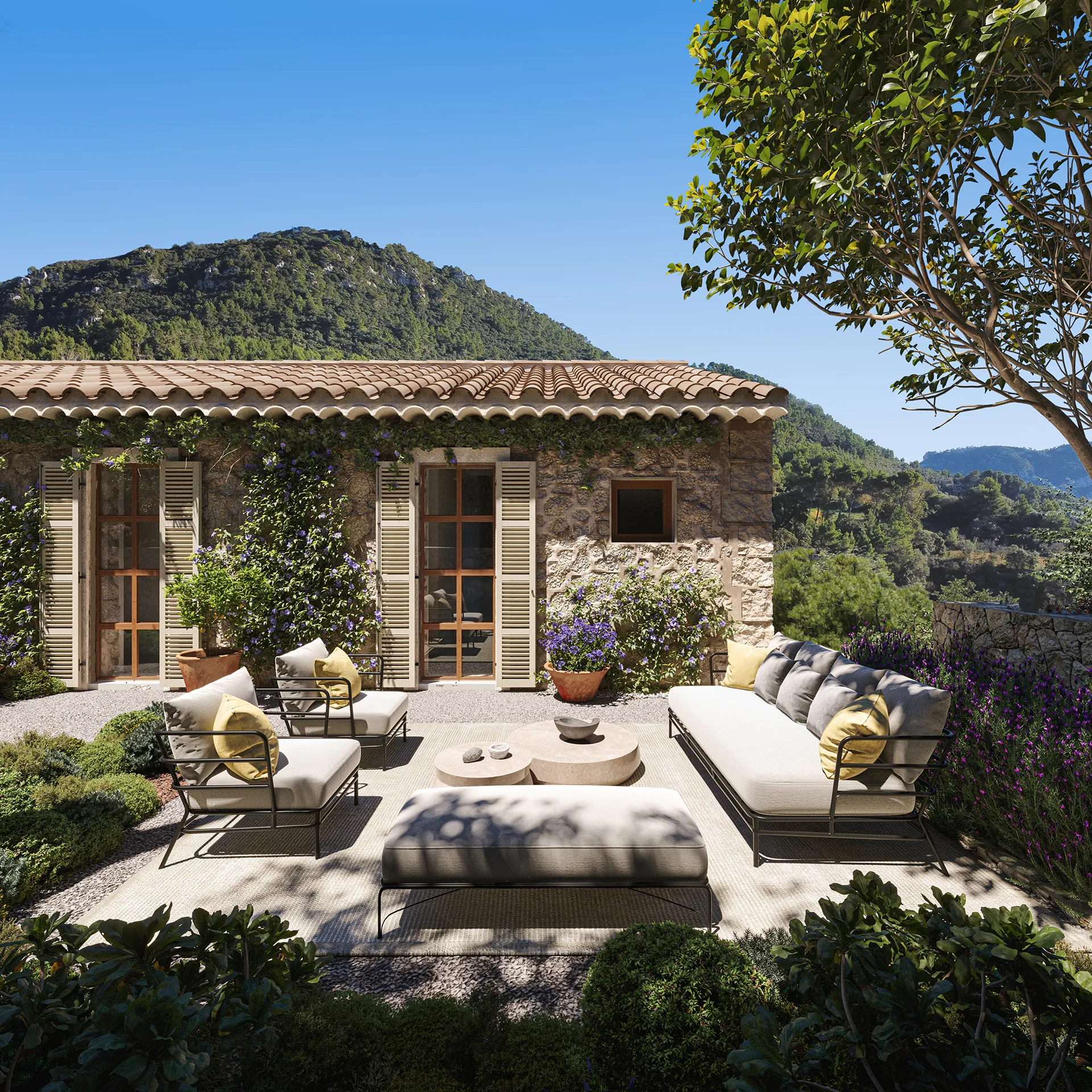 Casa Valldemossa Mallorca patio Tour Virtual Arquitectura
