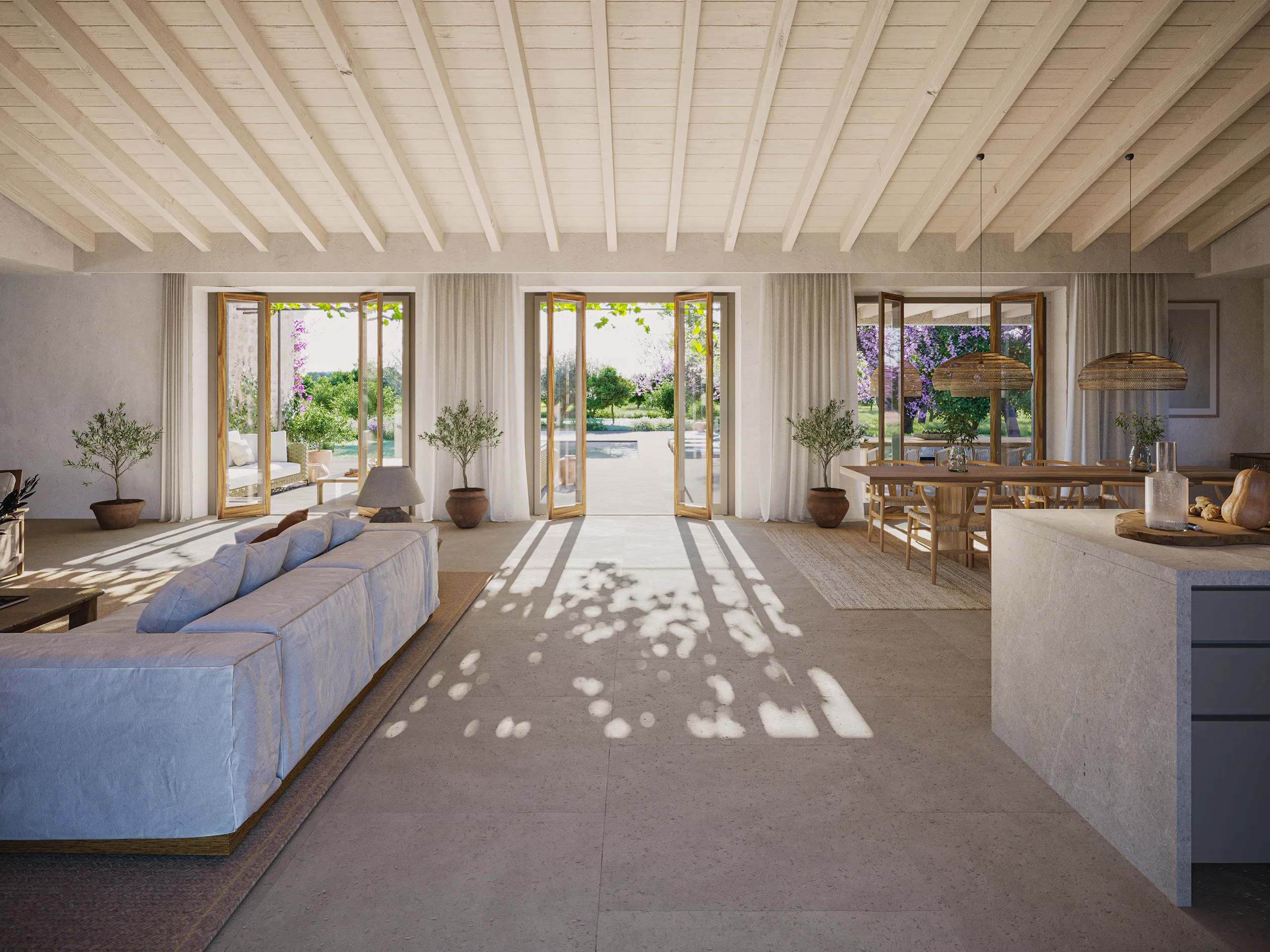 Estate Santanyi Mallorca Living Photorealistic Rendering