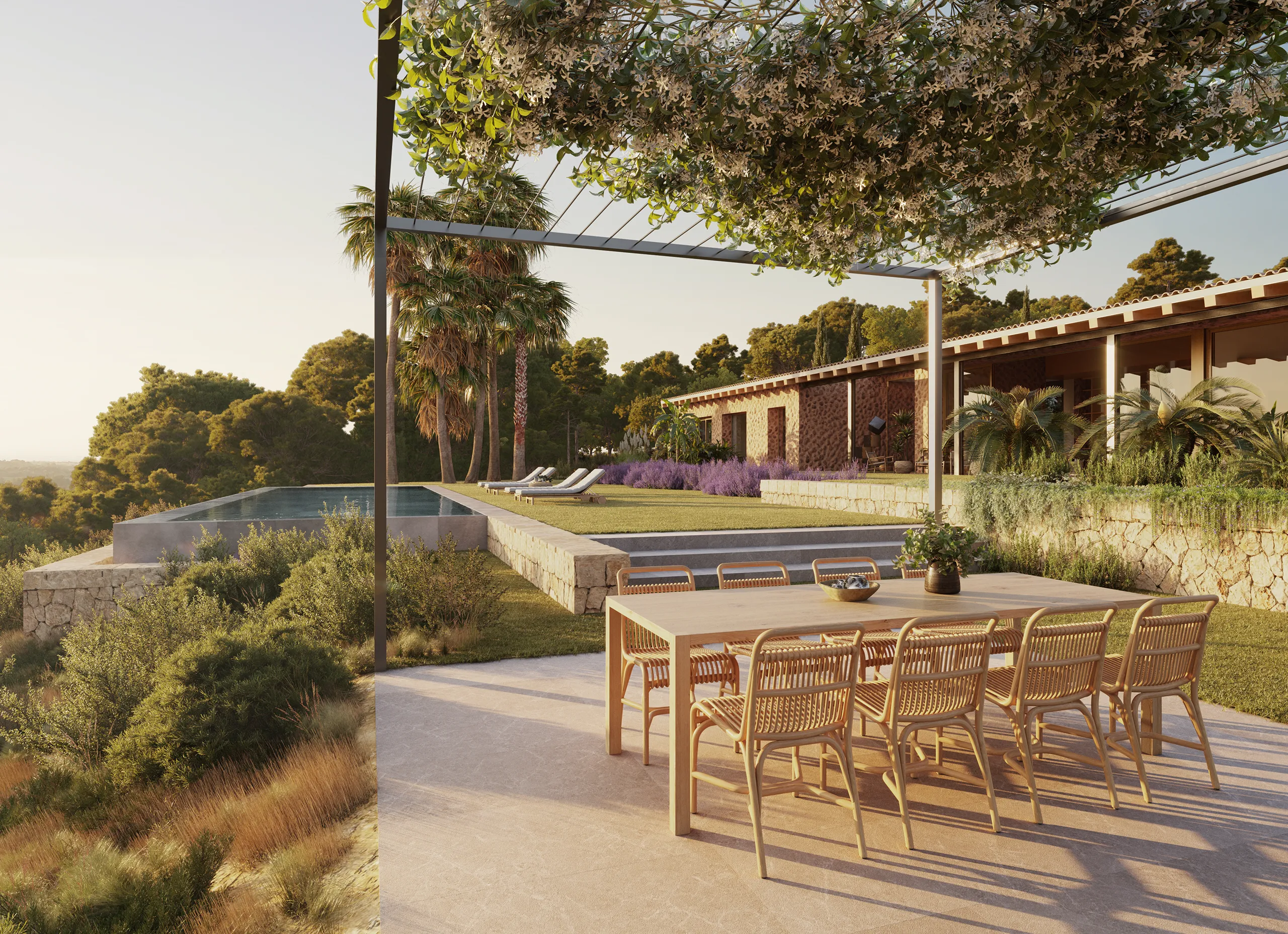 Finca Bunyola Mallorca Patio Property Branding Vr