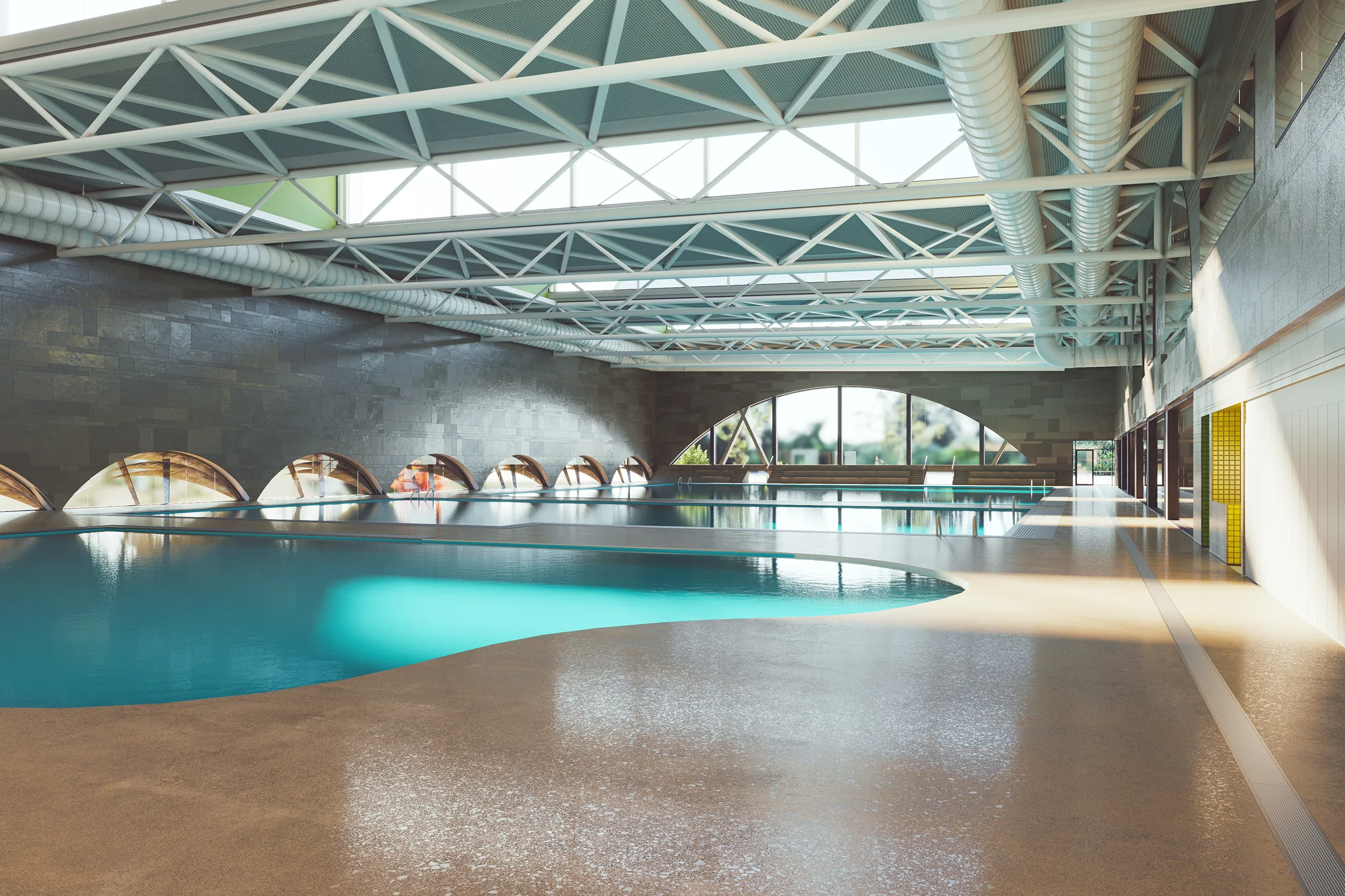 Ellen Perth Australia piscina interior render fotorrealista