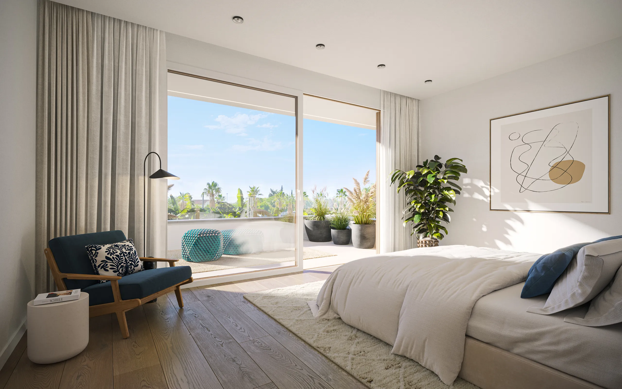 Casa Sitges Barcelona Dormitorio Render arquitectura