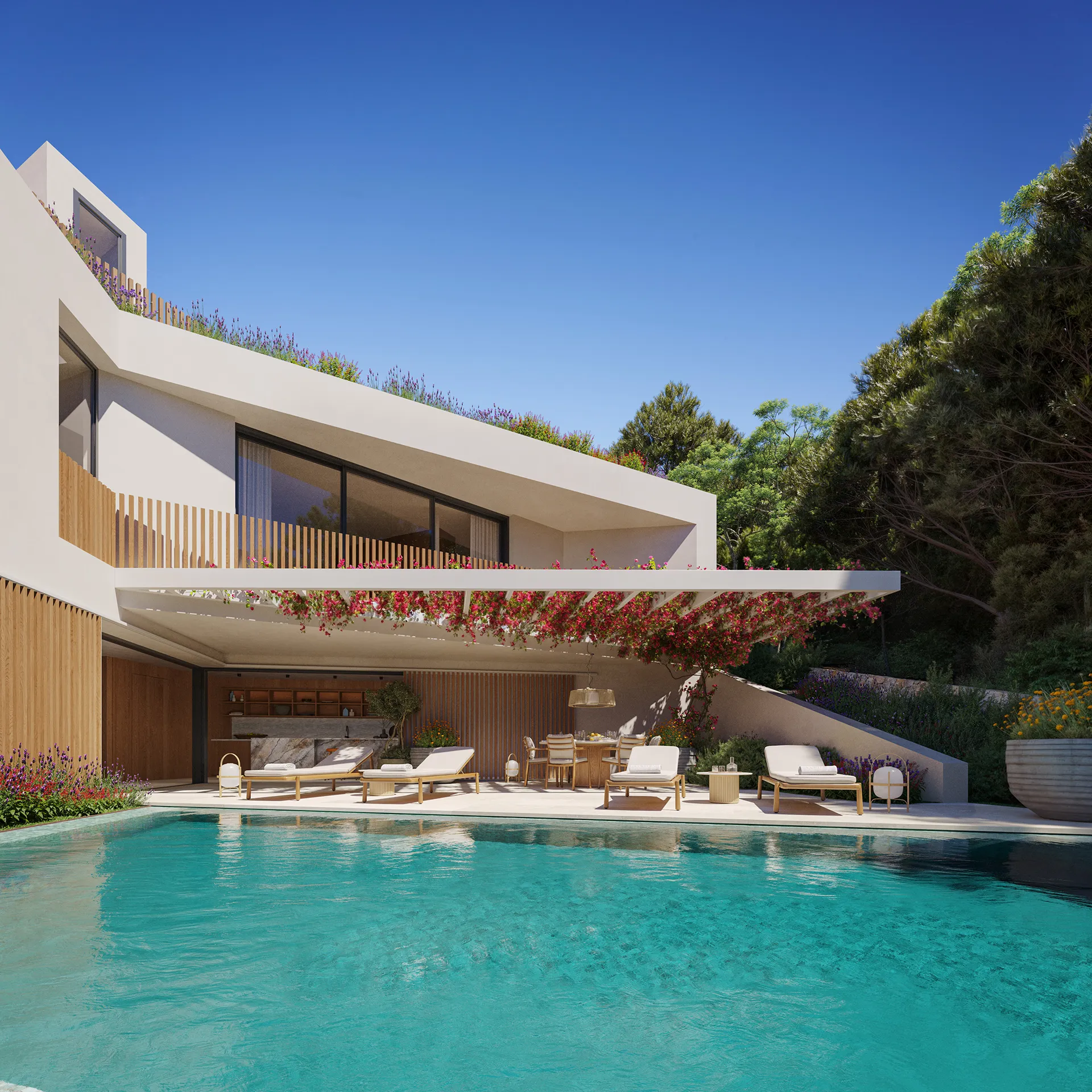 Villa Cap Martinet Ibiza terrace photorealistic visualization