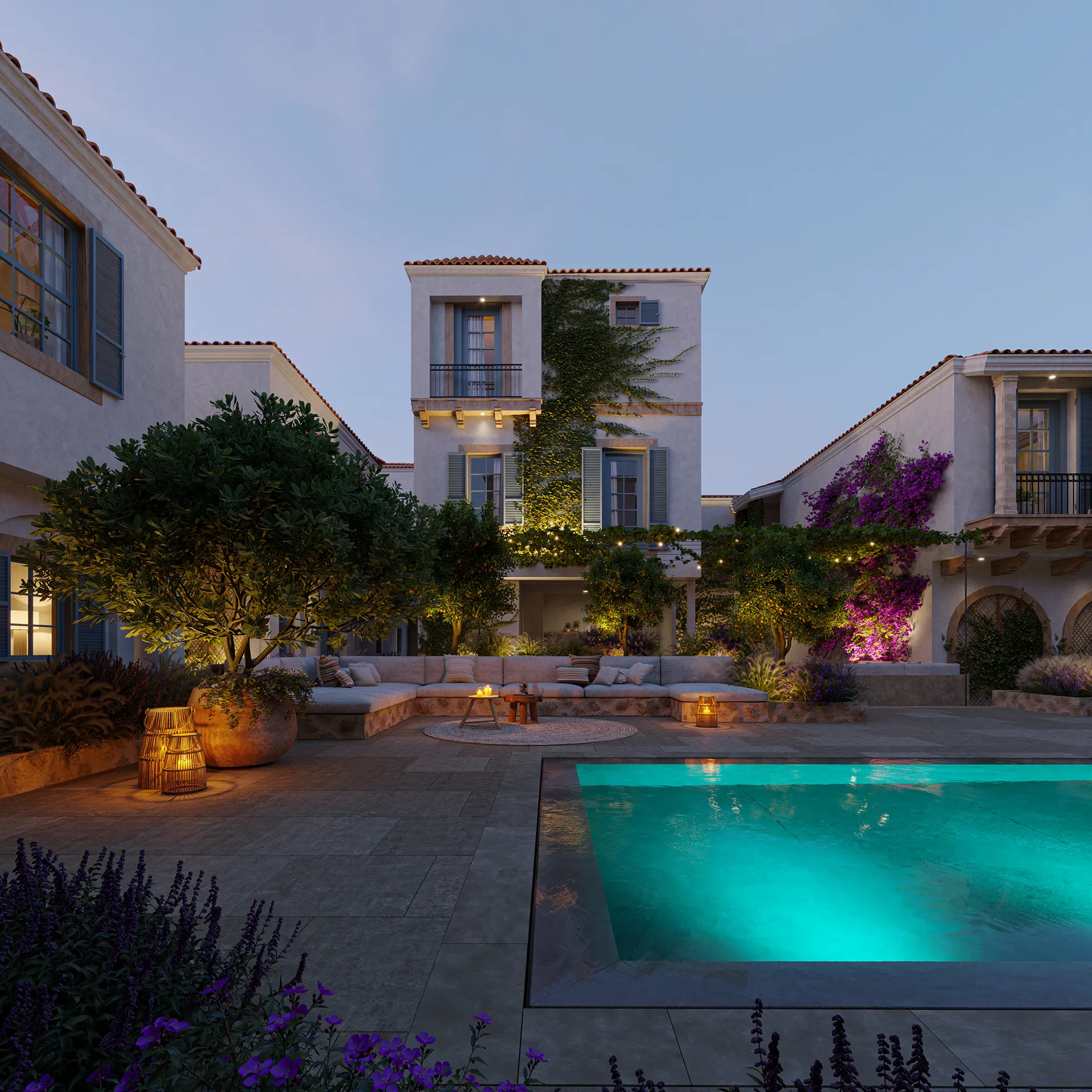 House Rosa Apartments Oklahoma Usa Pool Architectural Visualization