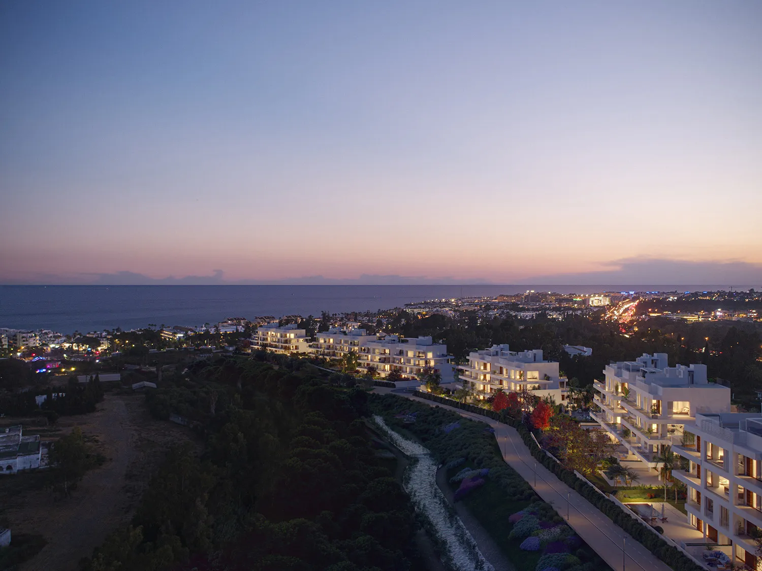 Benalus Residences Golden Mile Marbella Aerial view real estate cgi