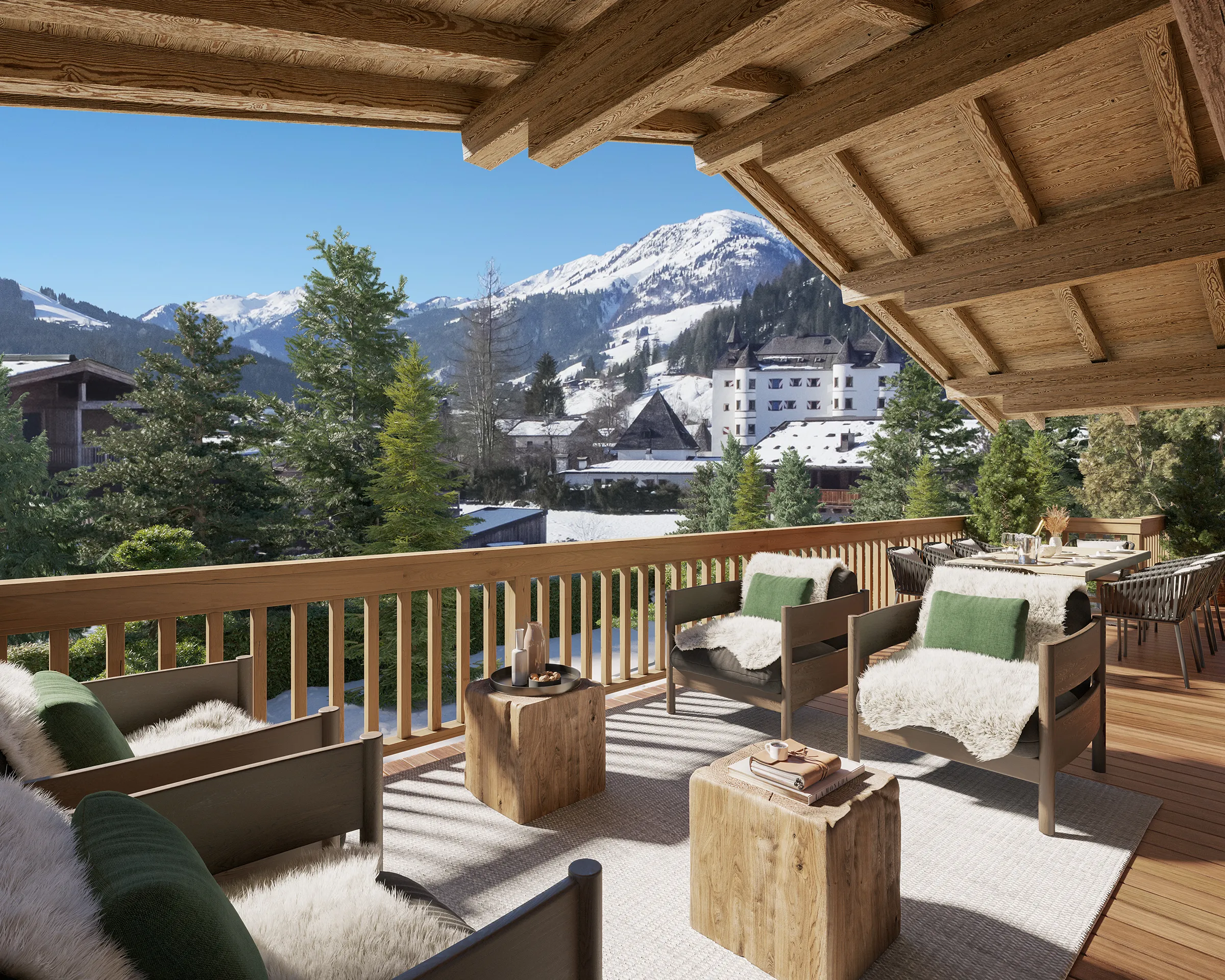 Villa Kitzbühel Austria Balcony Architecture Cgi