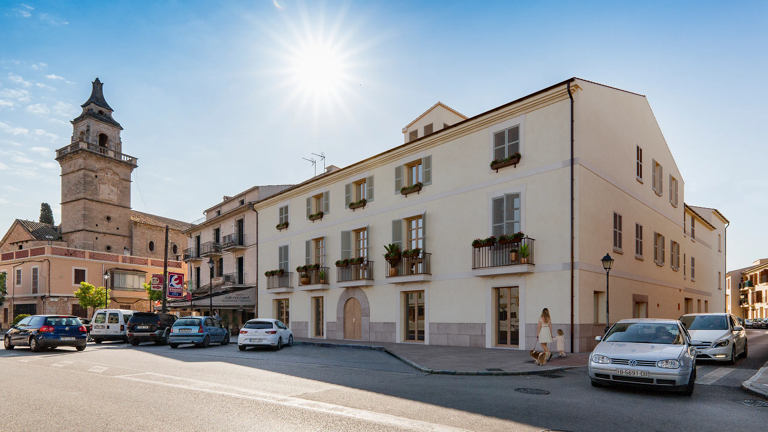 Apartments Sta Maria Mallorca Fassade eye level Photorealistics Cgi