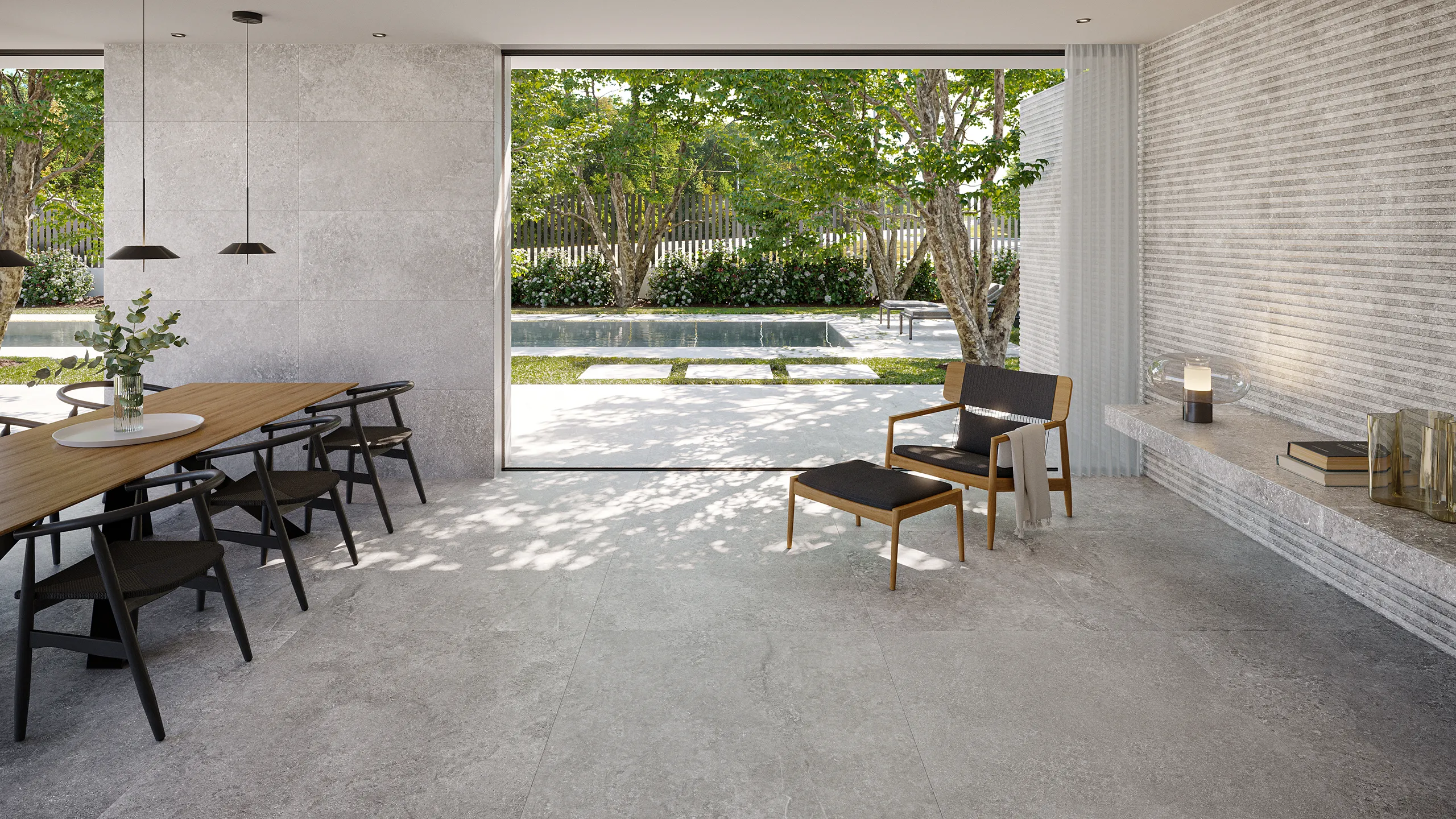Porcelanosa patio render fotorrealista