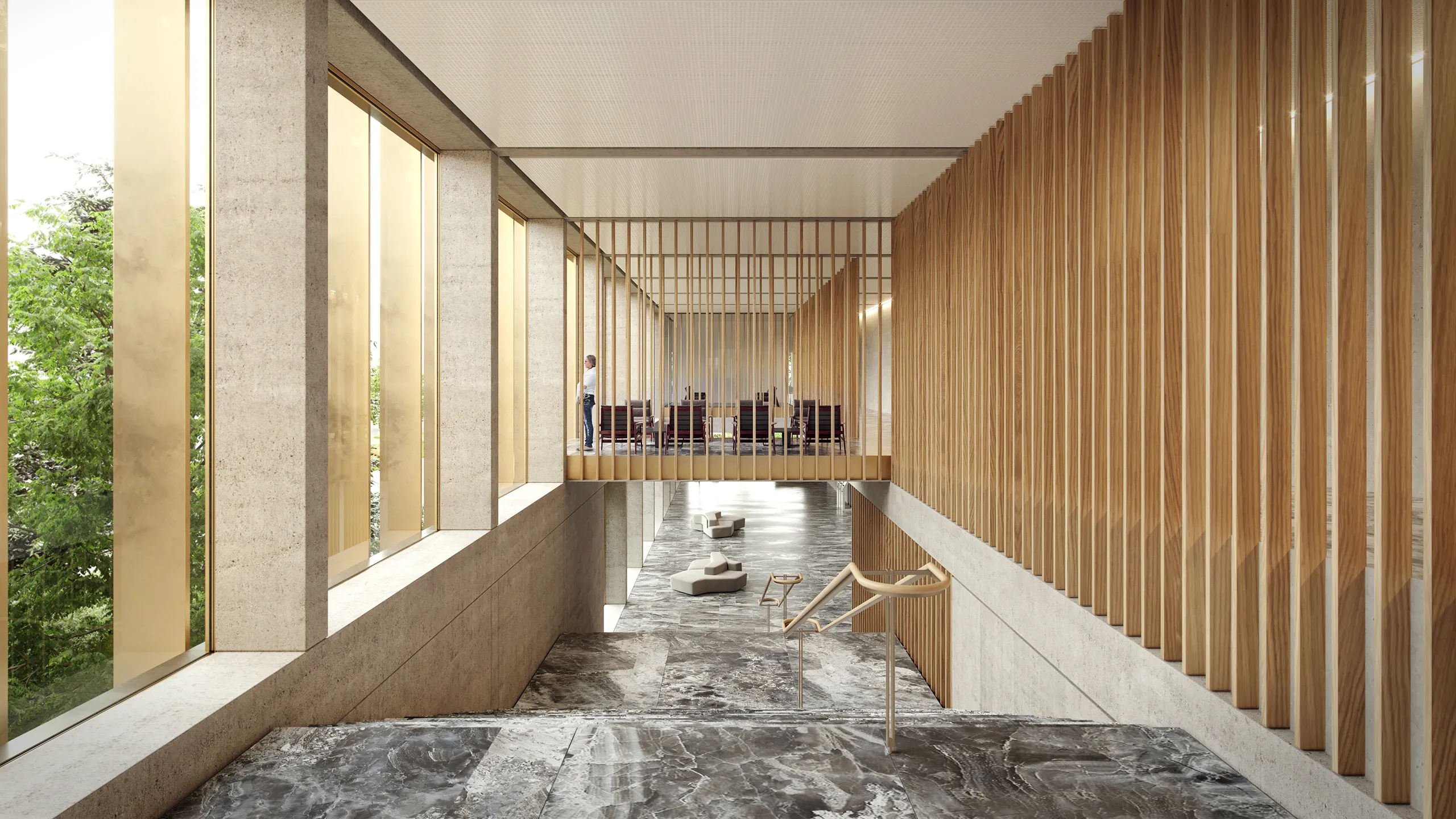 Kantonsspital Hospital Luzerna Switzerland Hallway Architectural Cgis