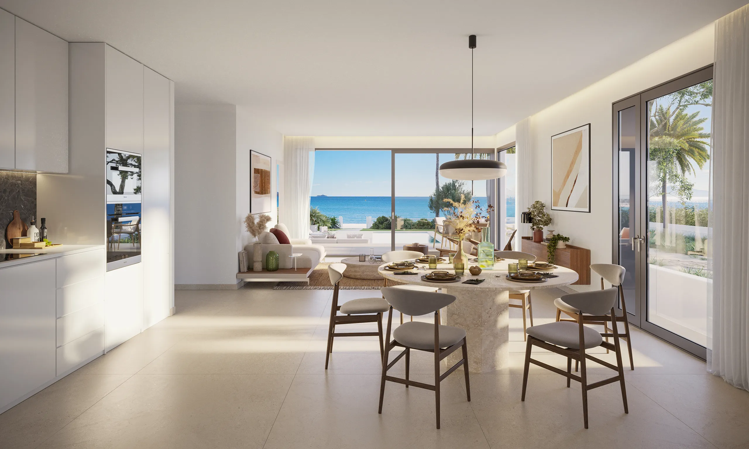 Villa Alcudia Mallorca Dining Photorealistic 3D