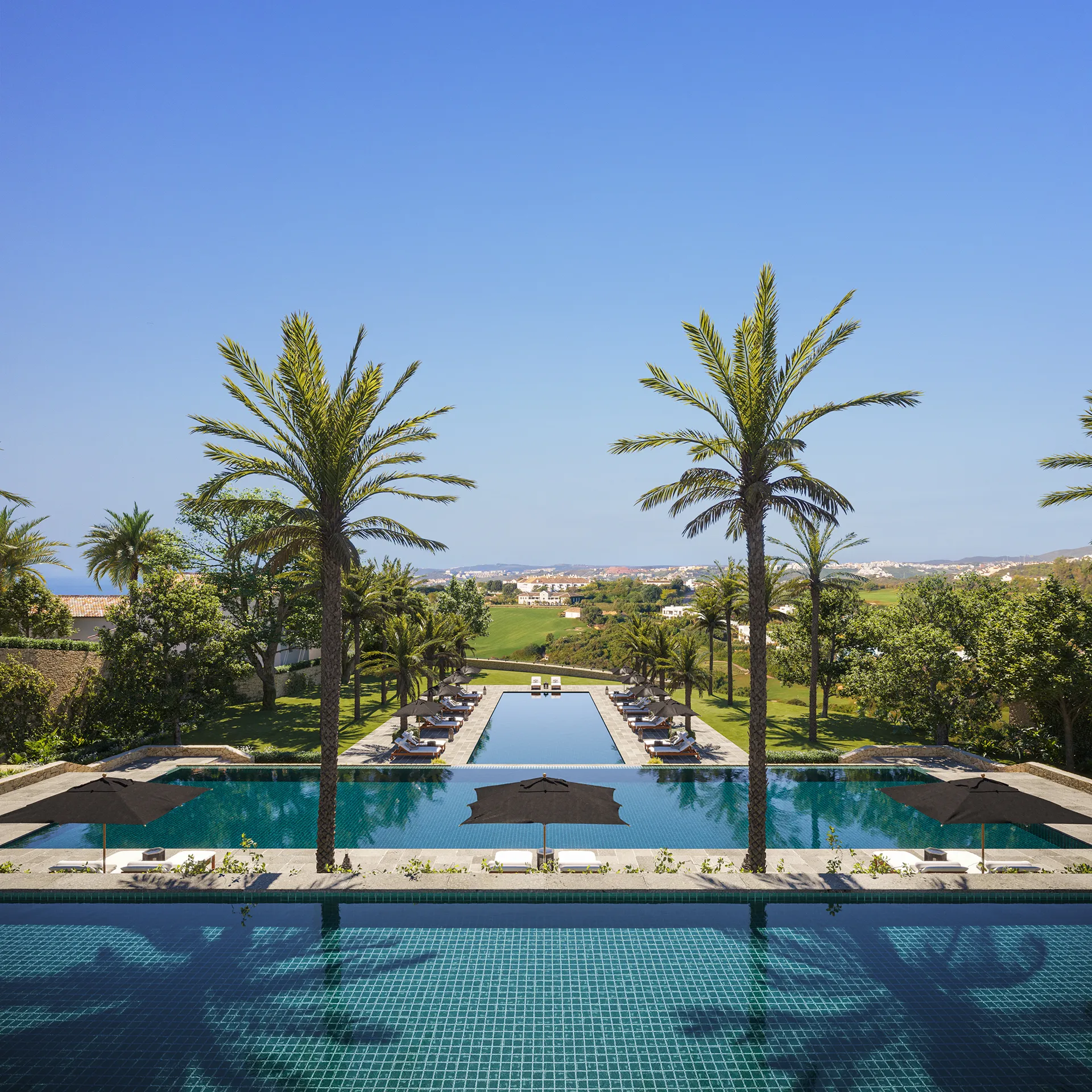 viviendas Finca Cortesin Marbella piscina Visualizacion fotorrealista