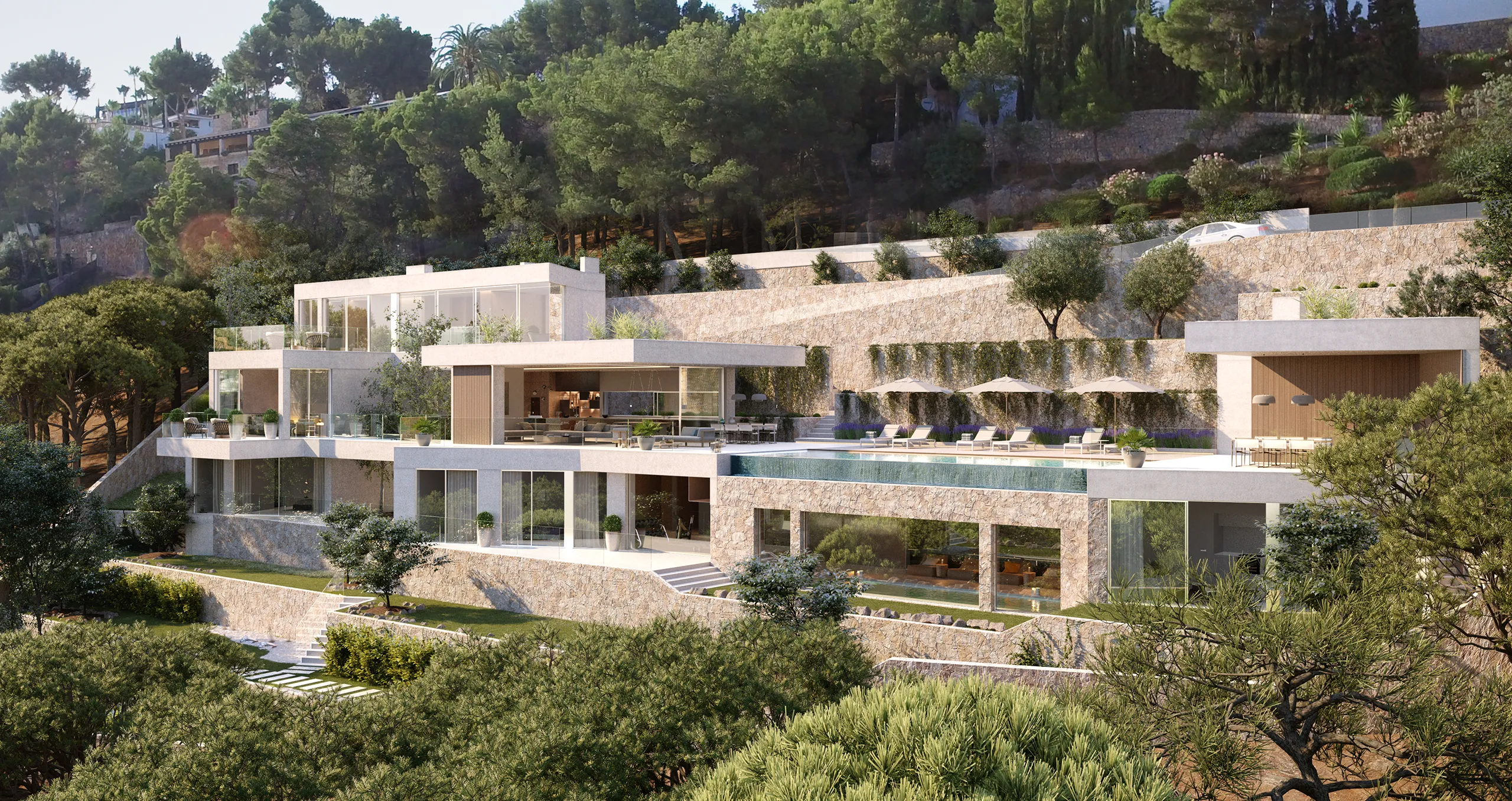 House Son Vida Mallorca Fassade eye level Architectural Vr