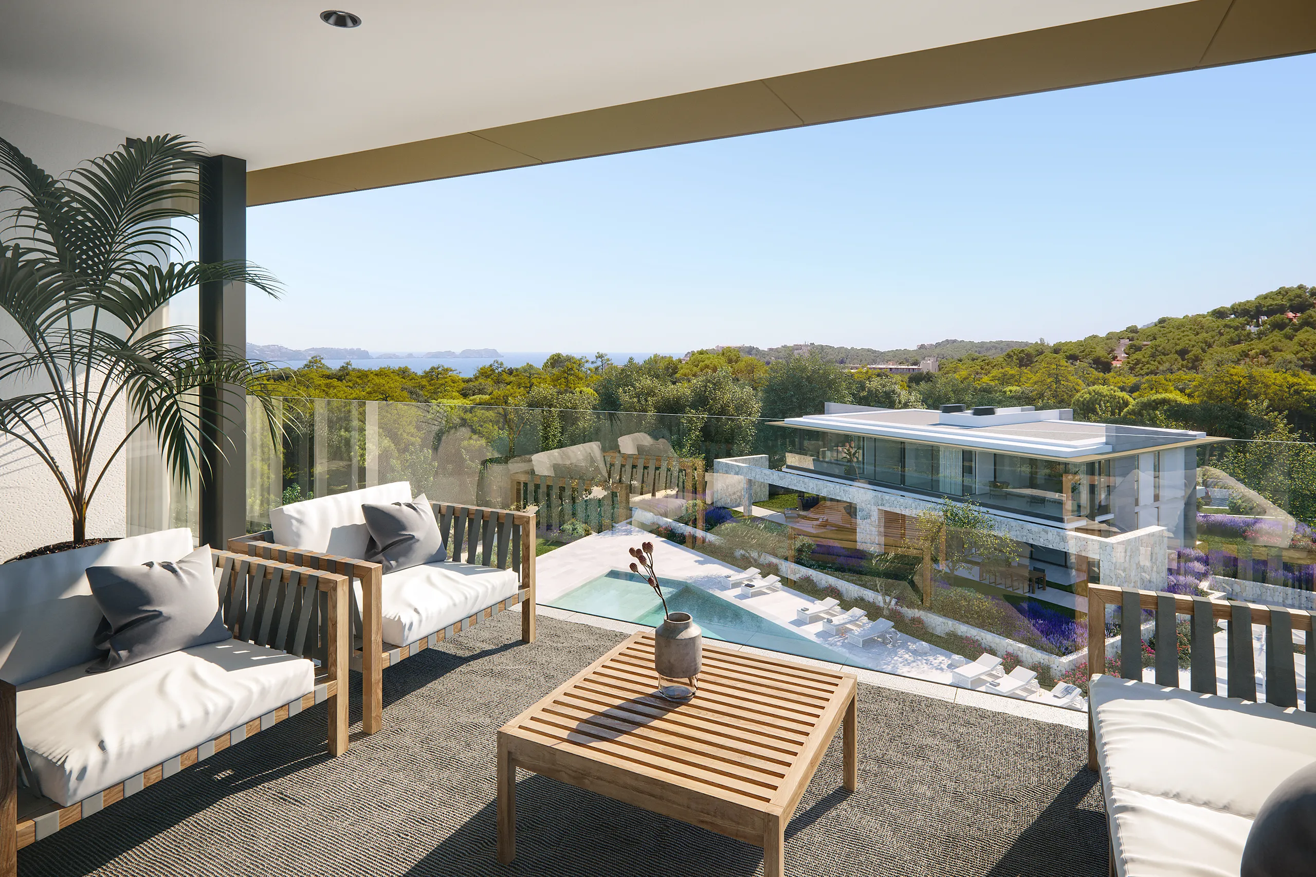 apartamento Costa Den Blanes Mallorca piscina Visualizacion arquitectonica