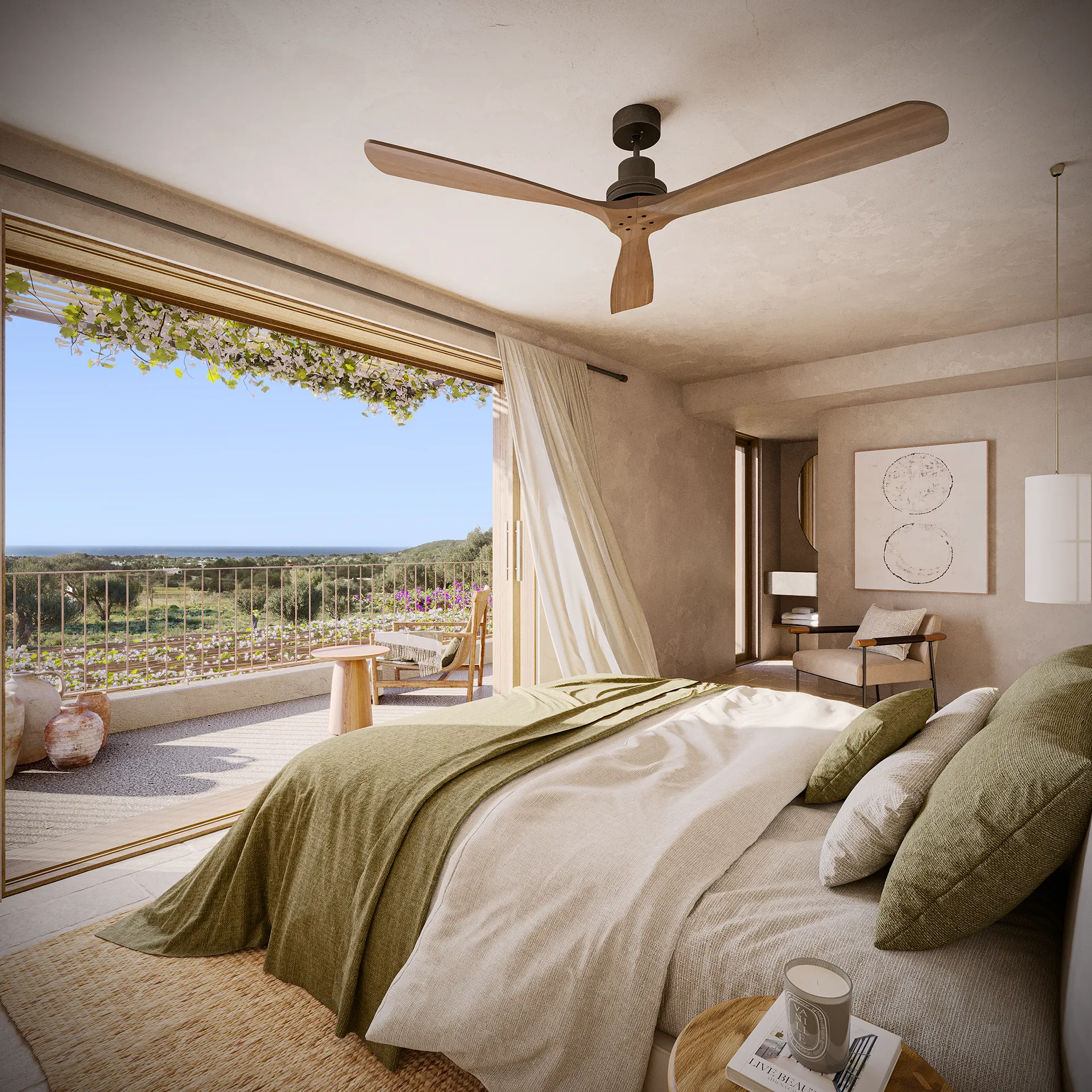 Villa Ibiza Ibiza Dormitorio renders fotorrealista