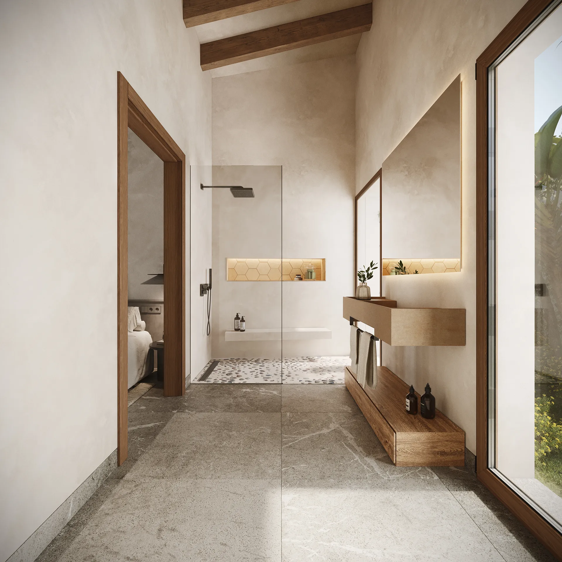 House Lloseta Mallorca Bathroom Architectural Rendering