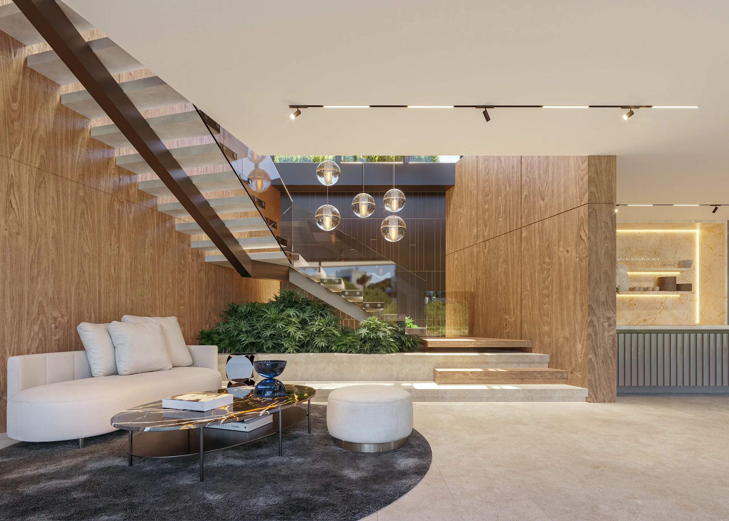 Villa Alsancak Cyprus sala estar Visualizacion arquitectonica