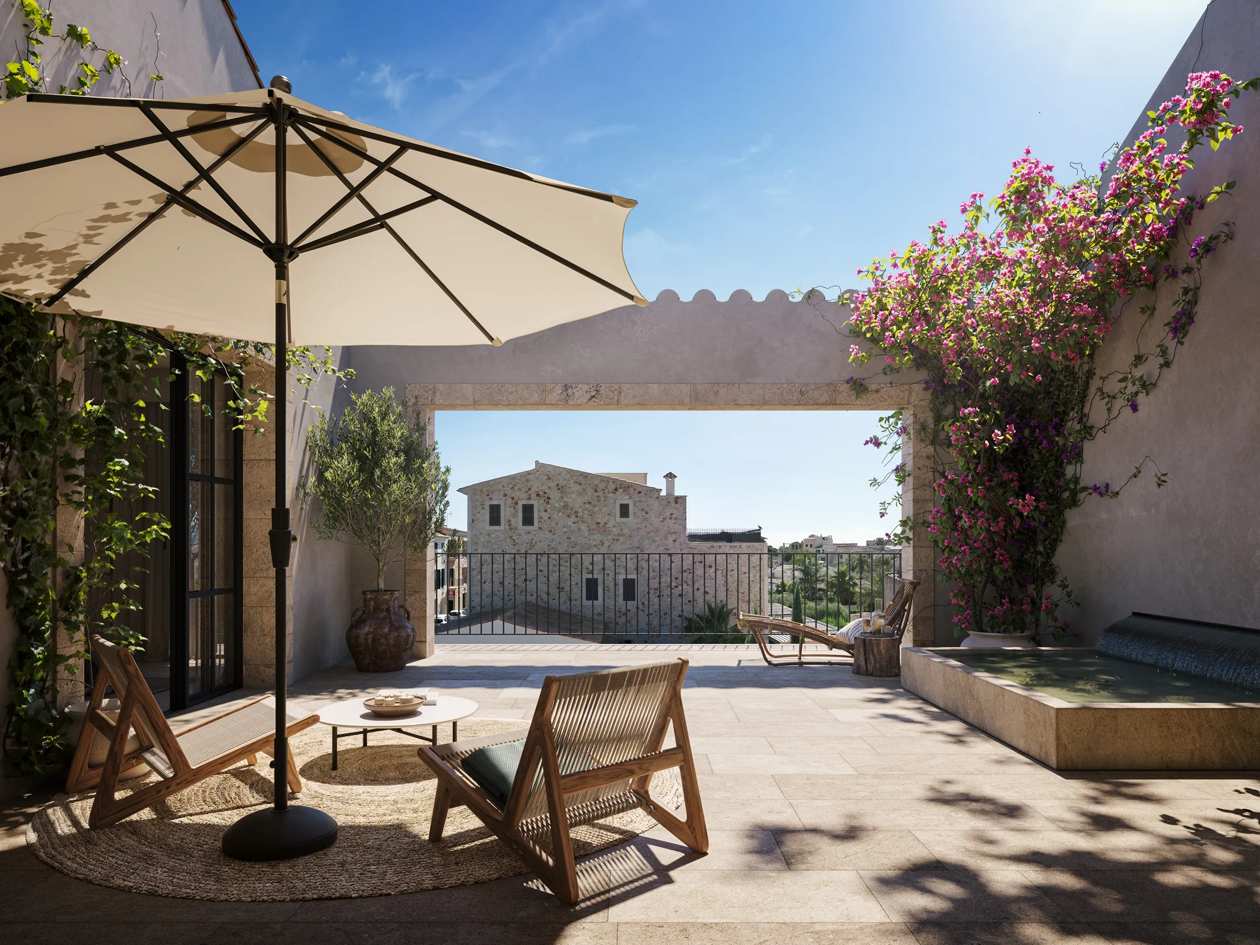 Townhouse Santanyi Mallorca terrace Architectural Visualization