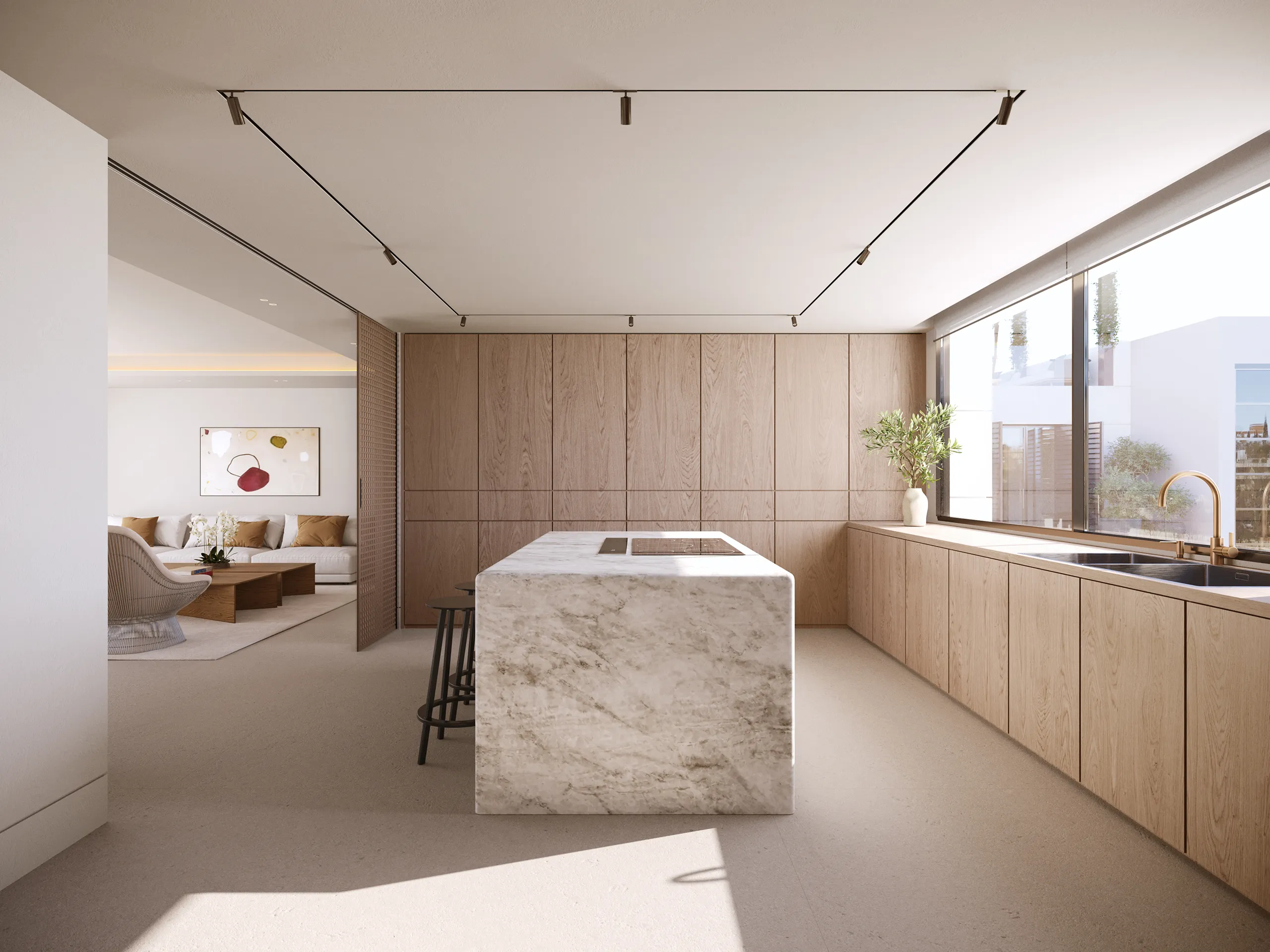 Viviendas Luxury Madrid Kitchen Architecture 3D