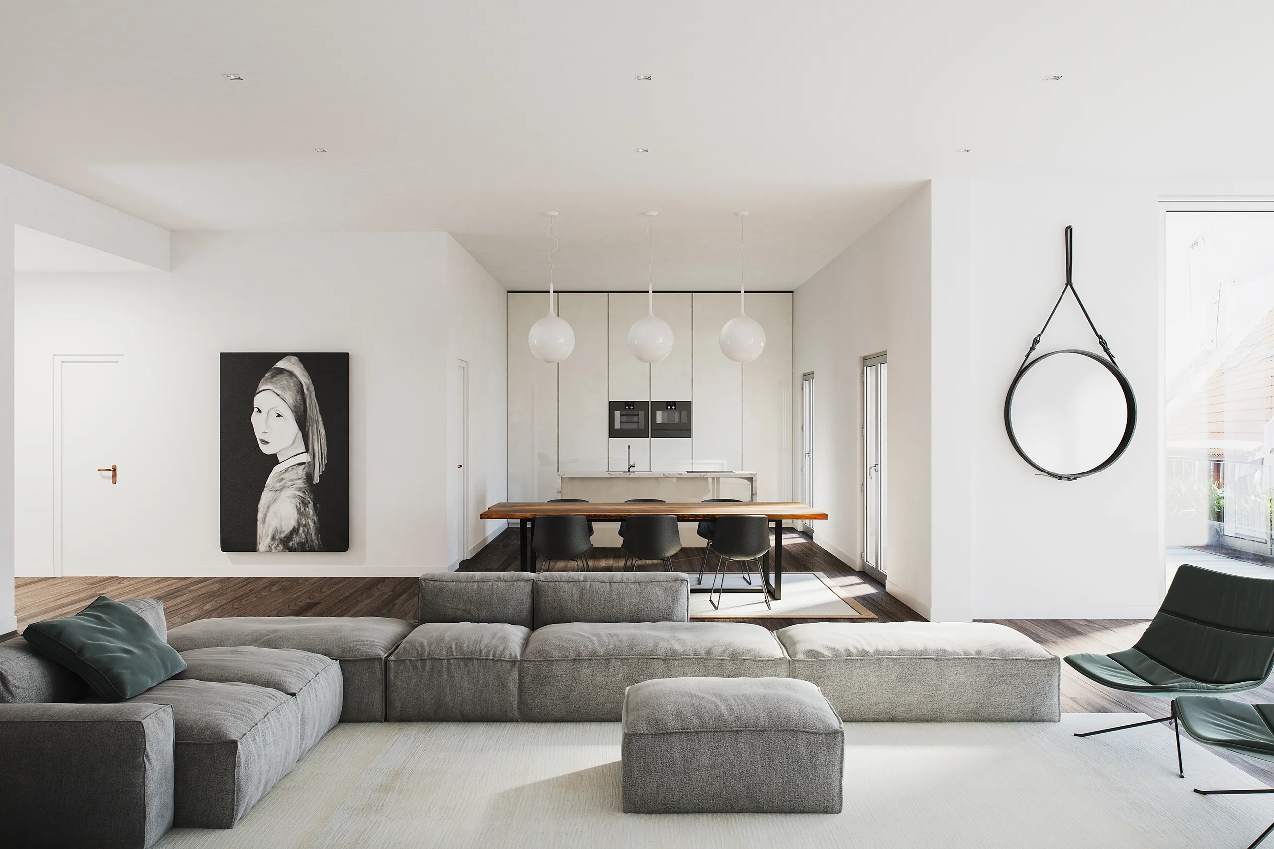 apartamentos Lisboa Portugal sala estar 3D Arquitectura