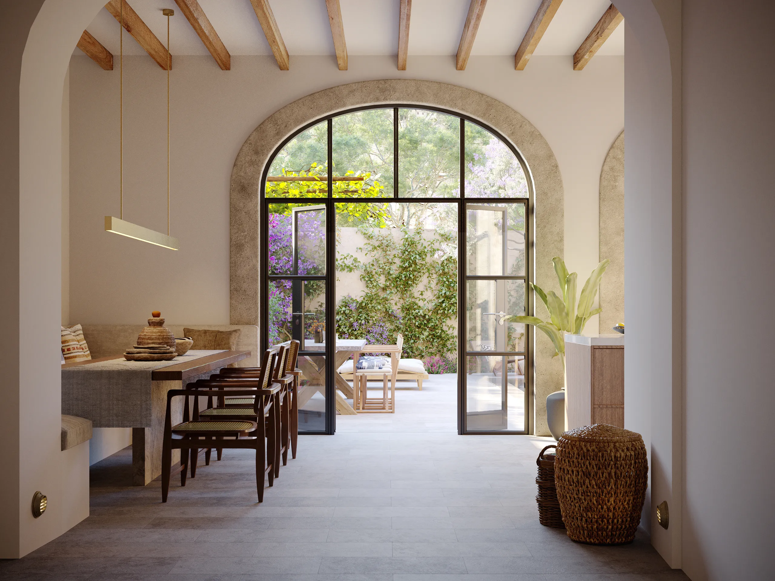 Casa Berrow Soller Mallorca Entrada render fotorrealista