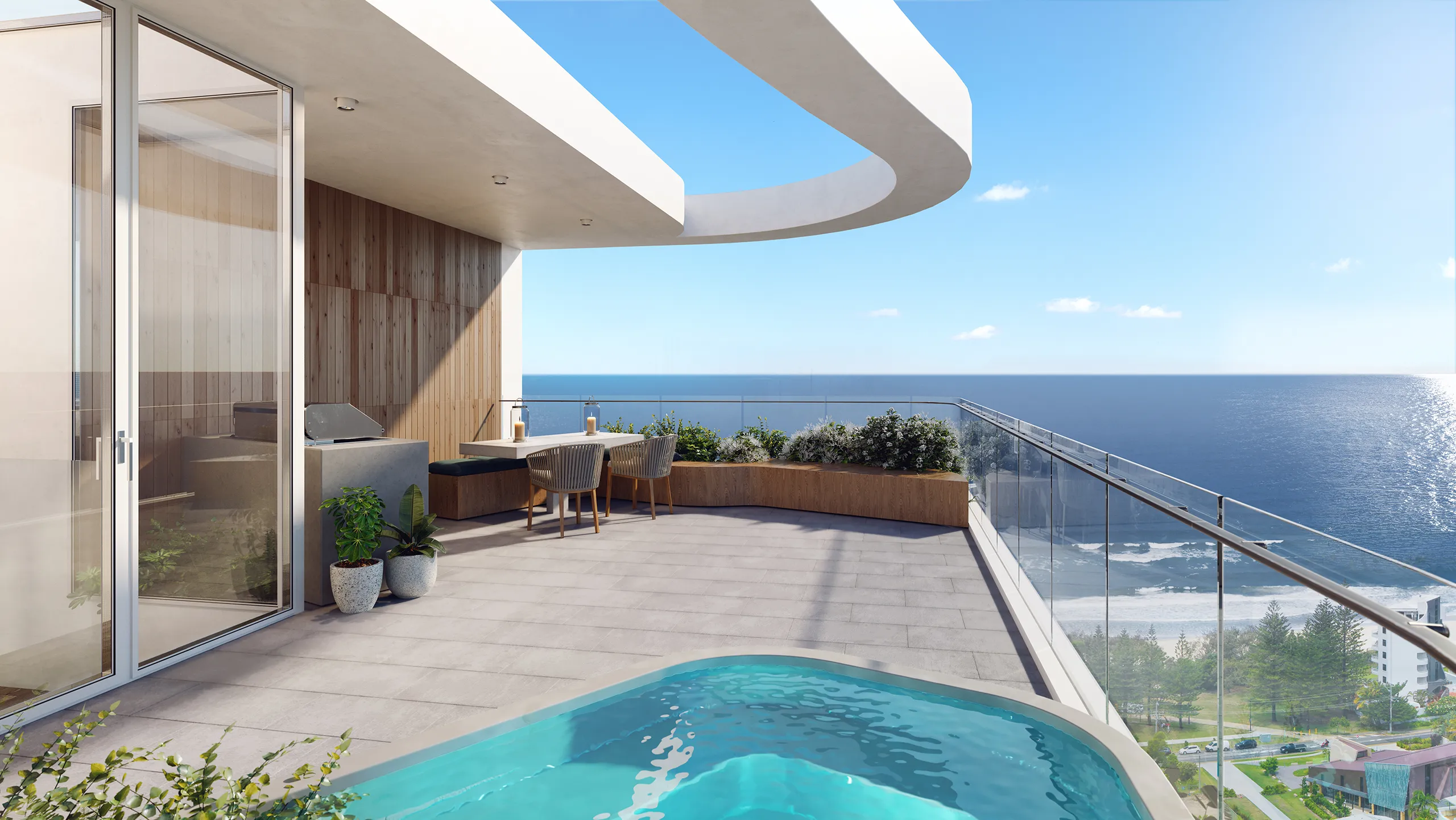 Mermaid Apartment Gold Coast Australia Balcony Architectural Visualizations