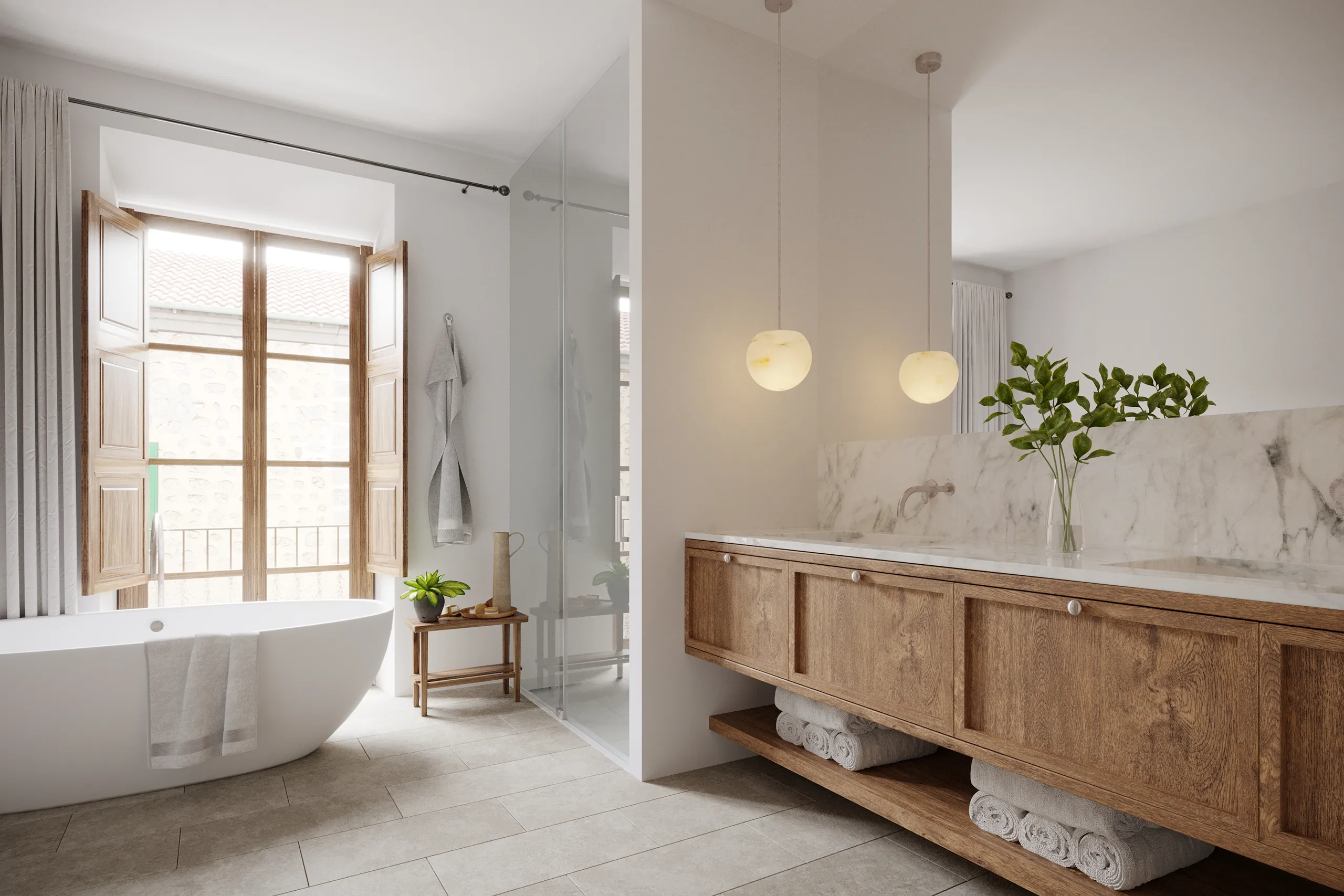 Casa Berrow Soller Mallorca Baño renders fotorrealista