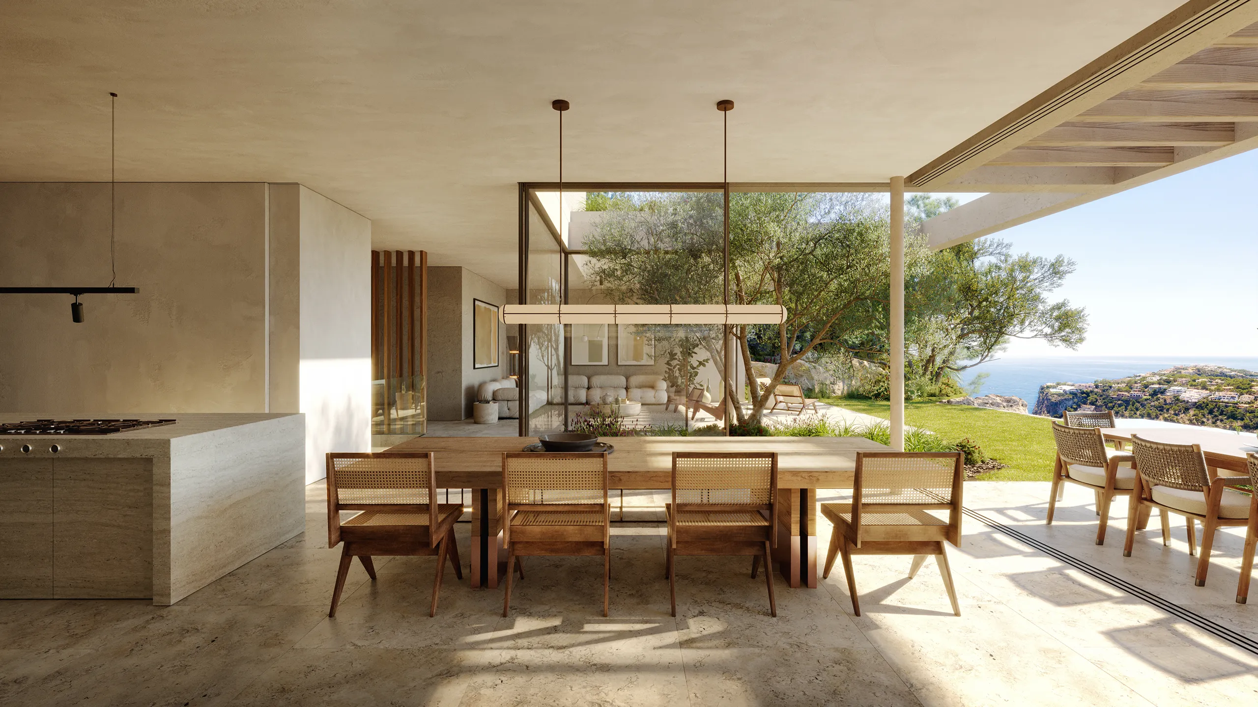 House Sunset Andratx Mallorca Dining Property Branding Vr