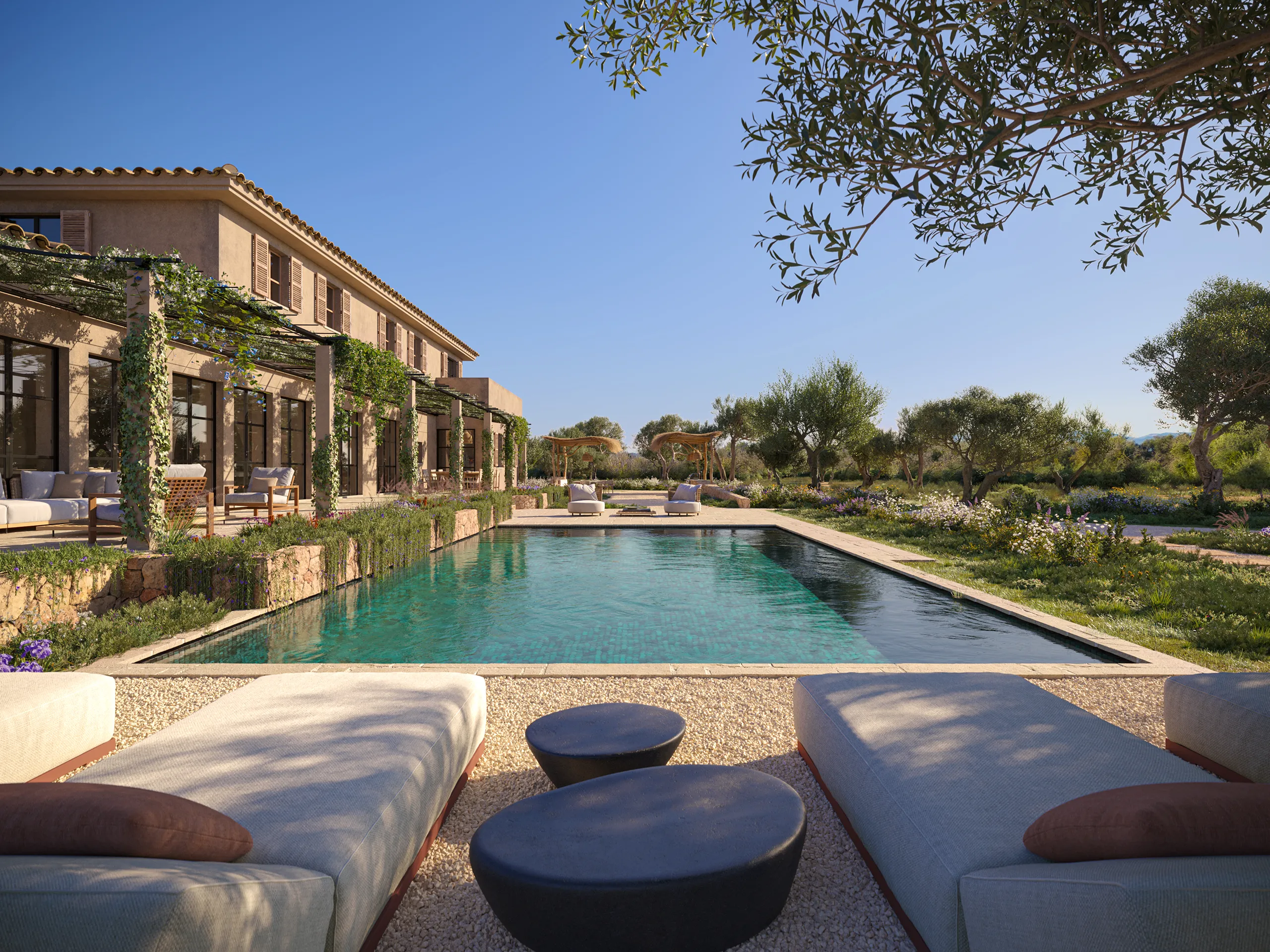 casa Sta Maria Mallorca piscina Inmobiliario Visualizacion