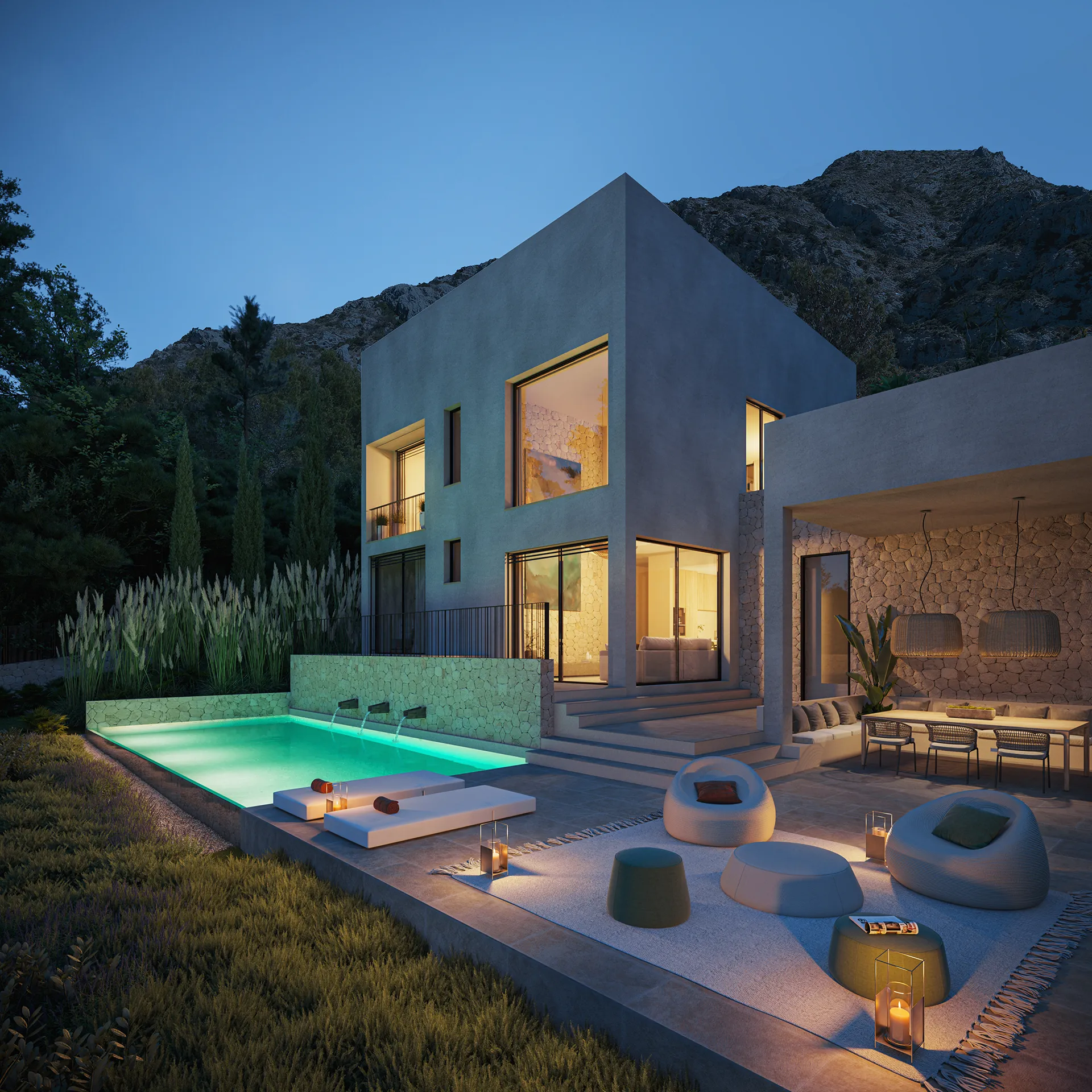 House Alcudia Mallorca Pool Architecture Renders