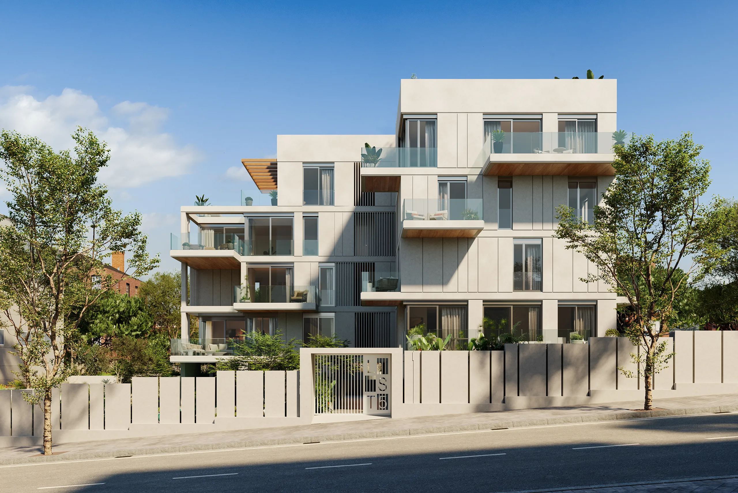 Vivienda Madrid Madrid Fassade eye level Hyperrealistic Cgi