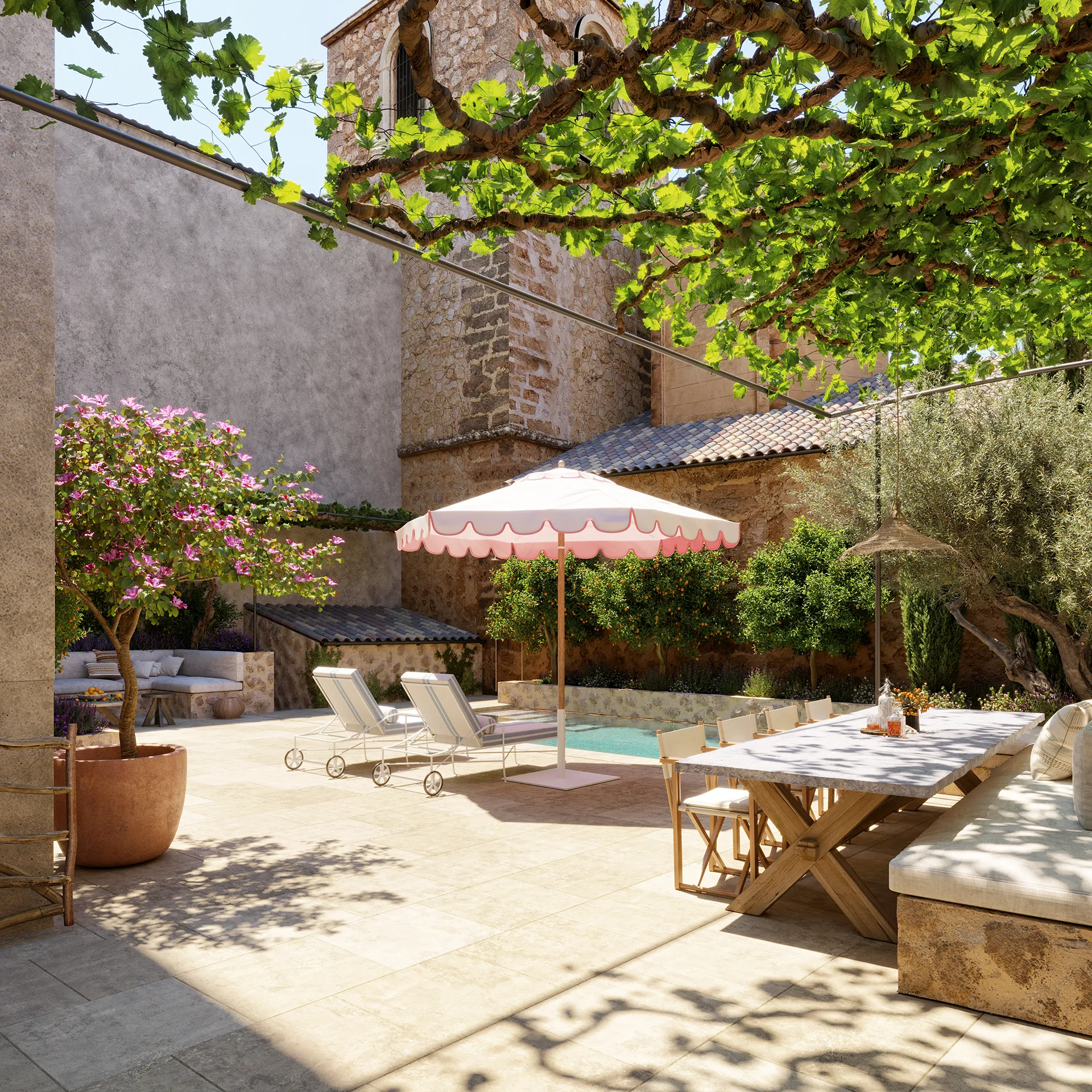 House Fornalutx Mallorca terrace Property Branding Rendering