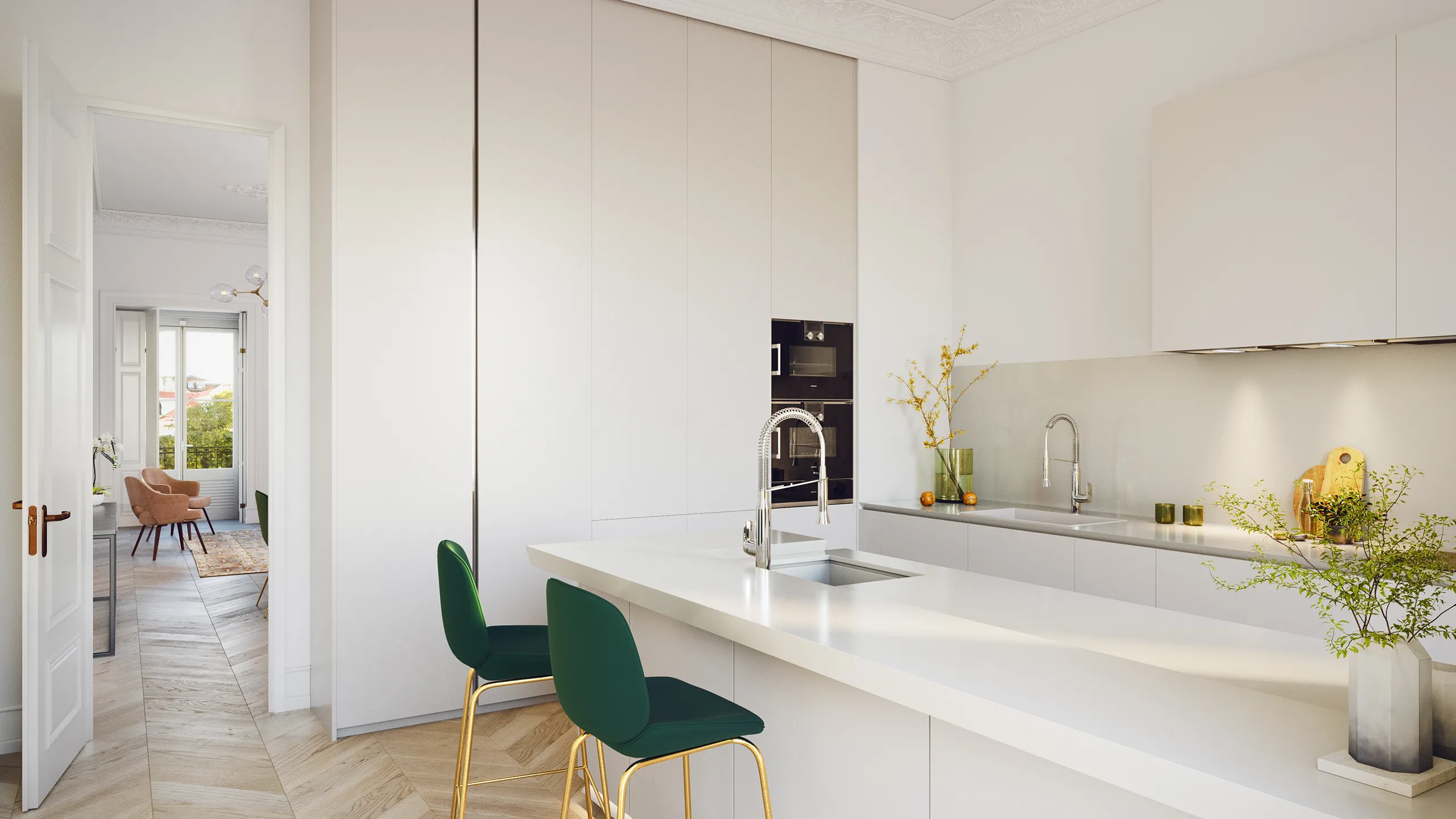 Apartments Sao Carlos Lisboa Portugal Kitchen Architecture Visualisation
