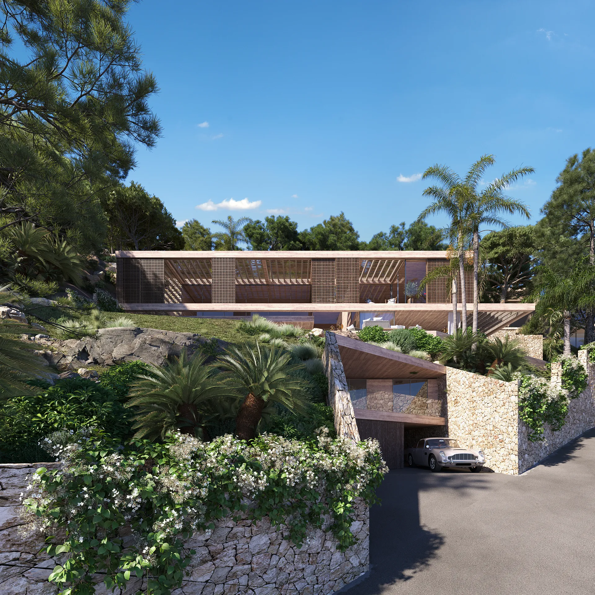 Villa Las Brisas Andratx Mallorca jardin fotorrealismo 3D