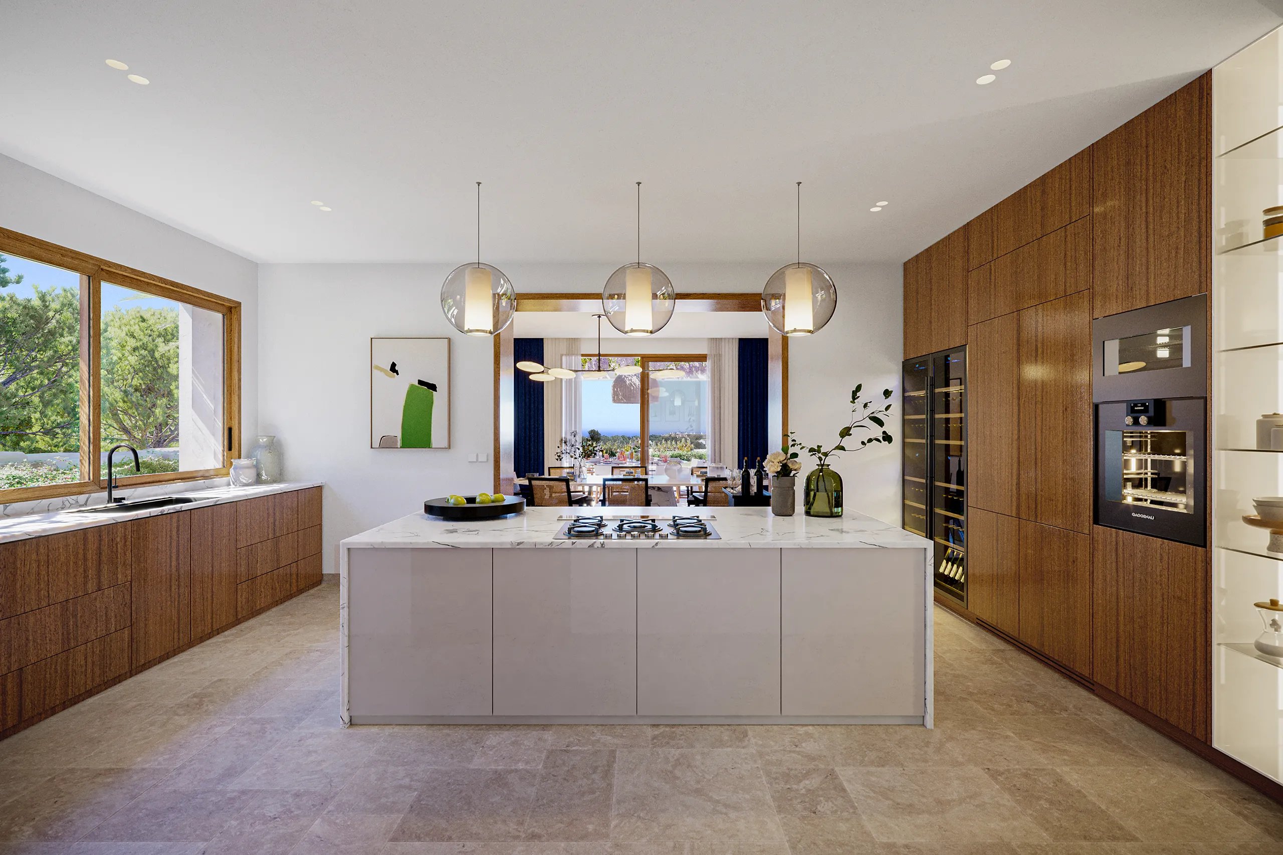 Villa Golf Finca Cortesin Marbella Comedor Visualizacion Arquitectonica