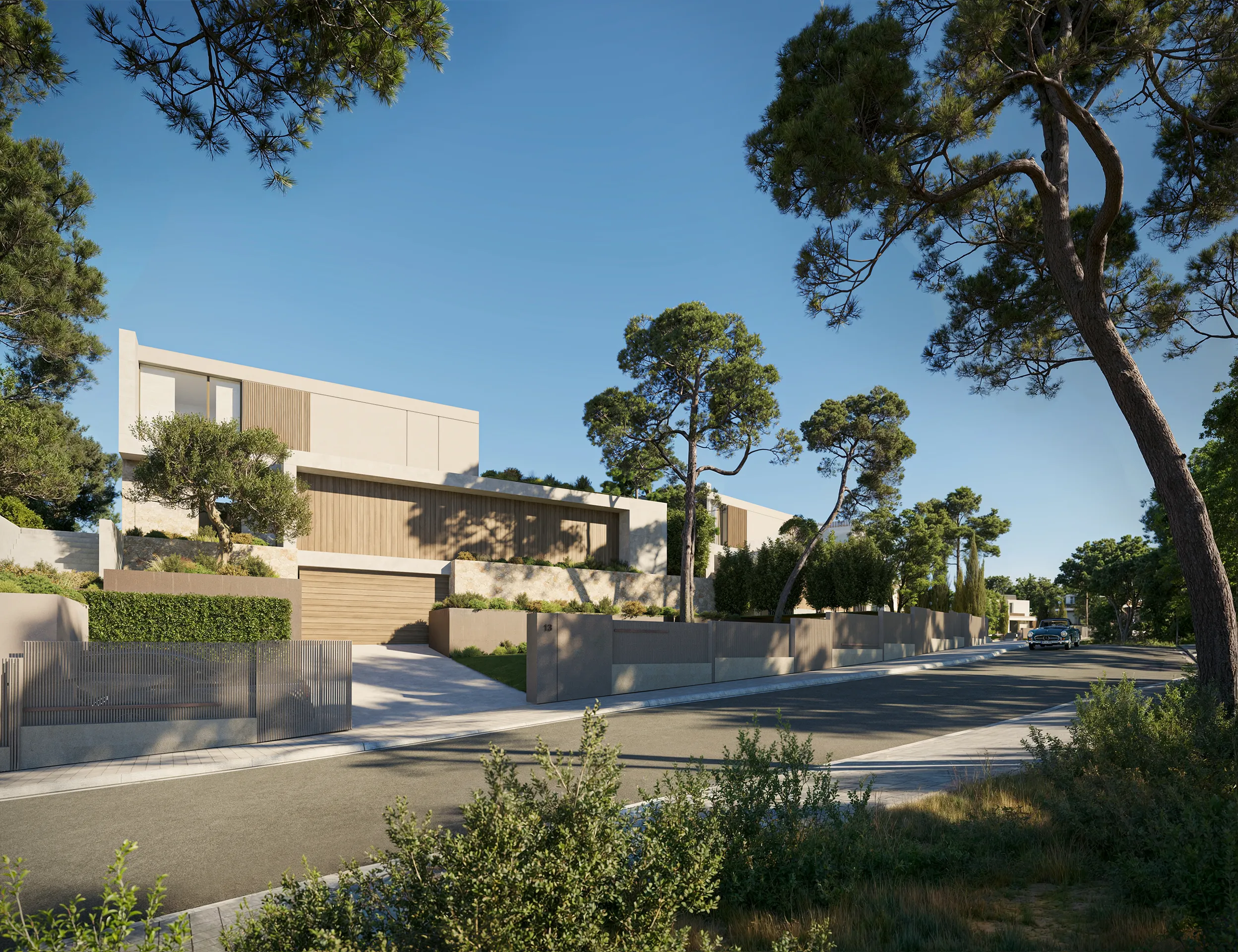Villa Cala Falco Mallorca Fachada Render fotorrealista
