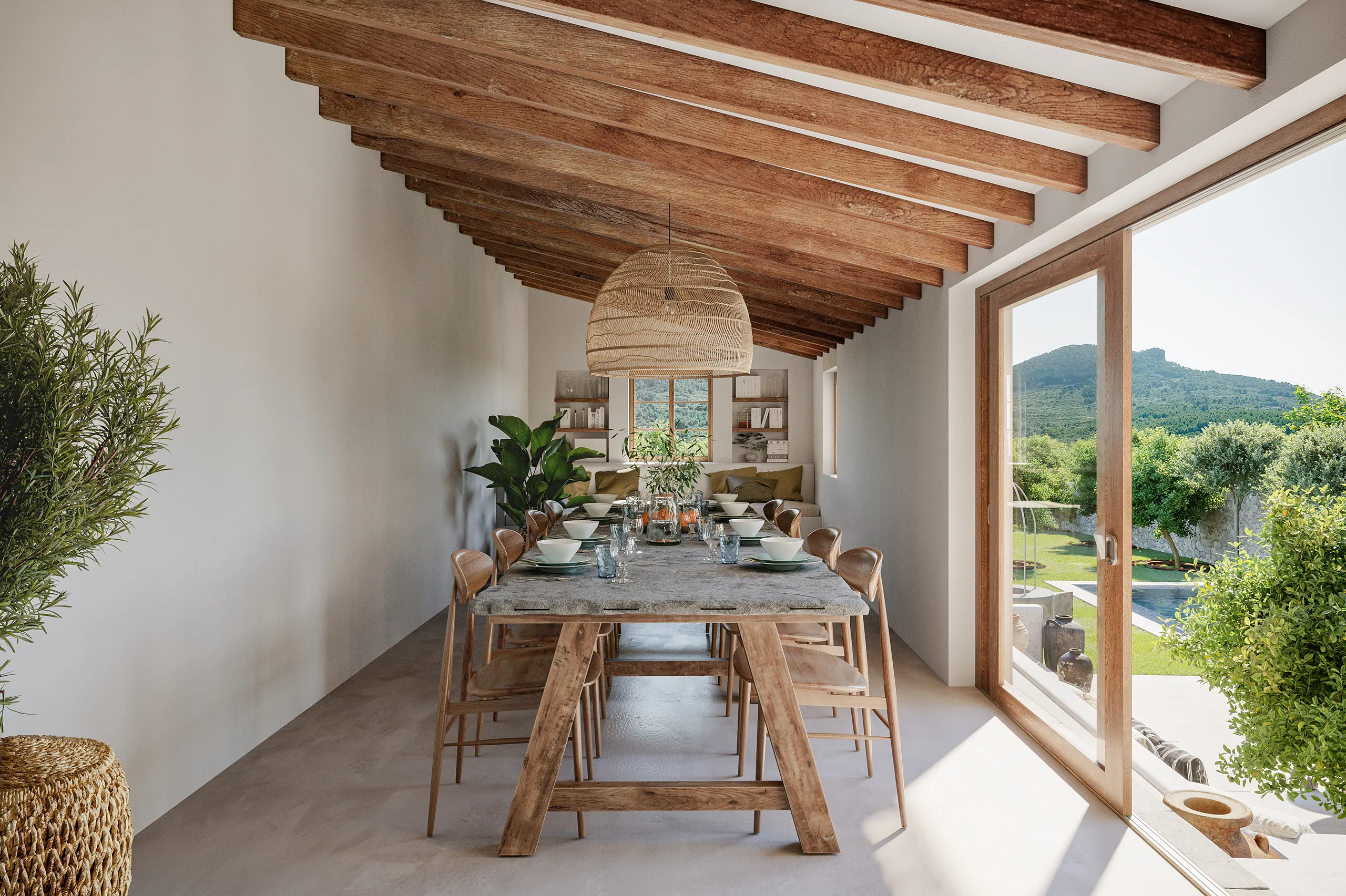 Townhouse Soller Mallorca Dining Architectural 3D