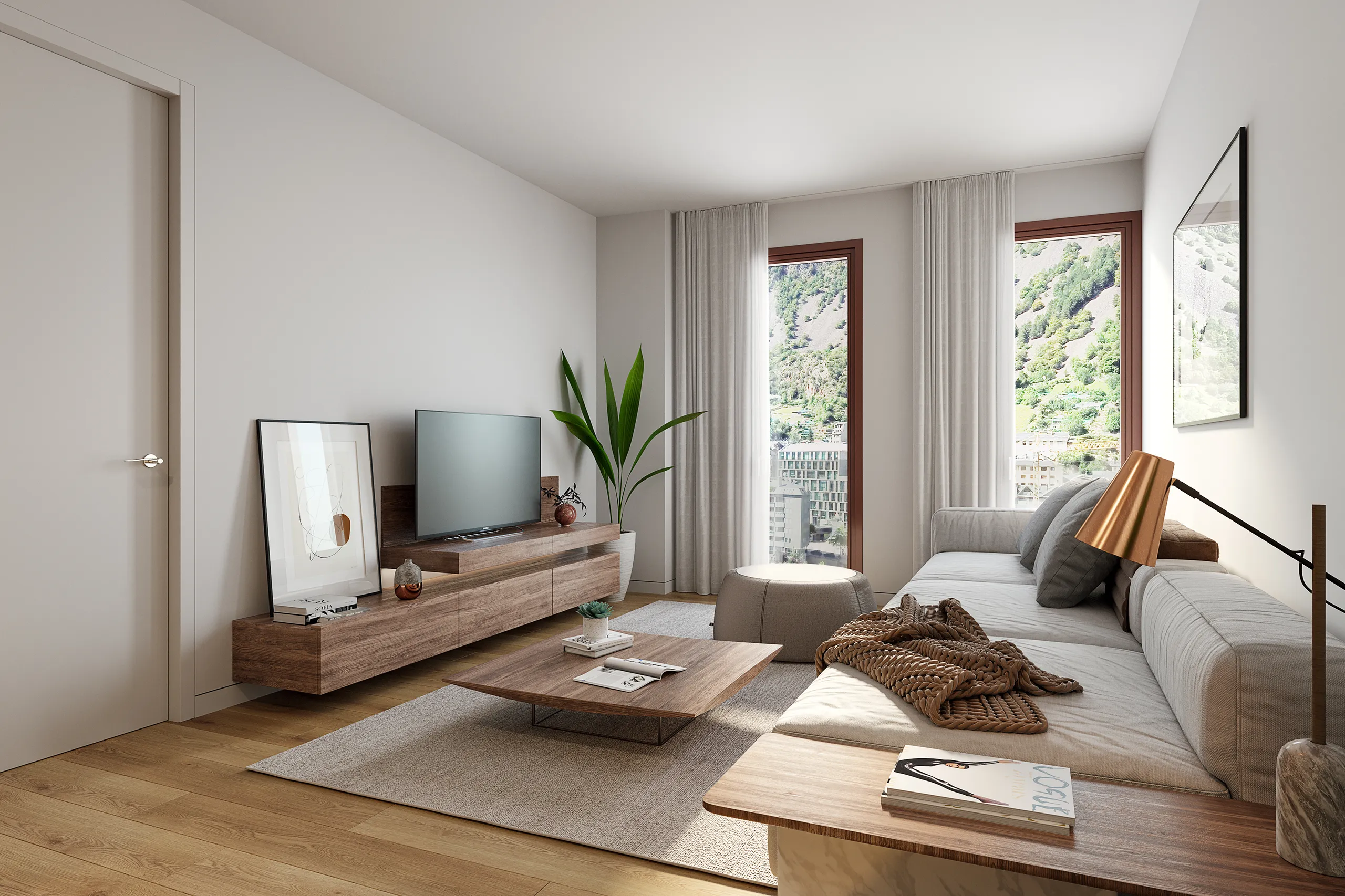 Viviendas Andorra La Bella Andorra Living Photorealistic Rendering
