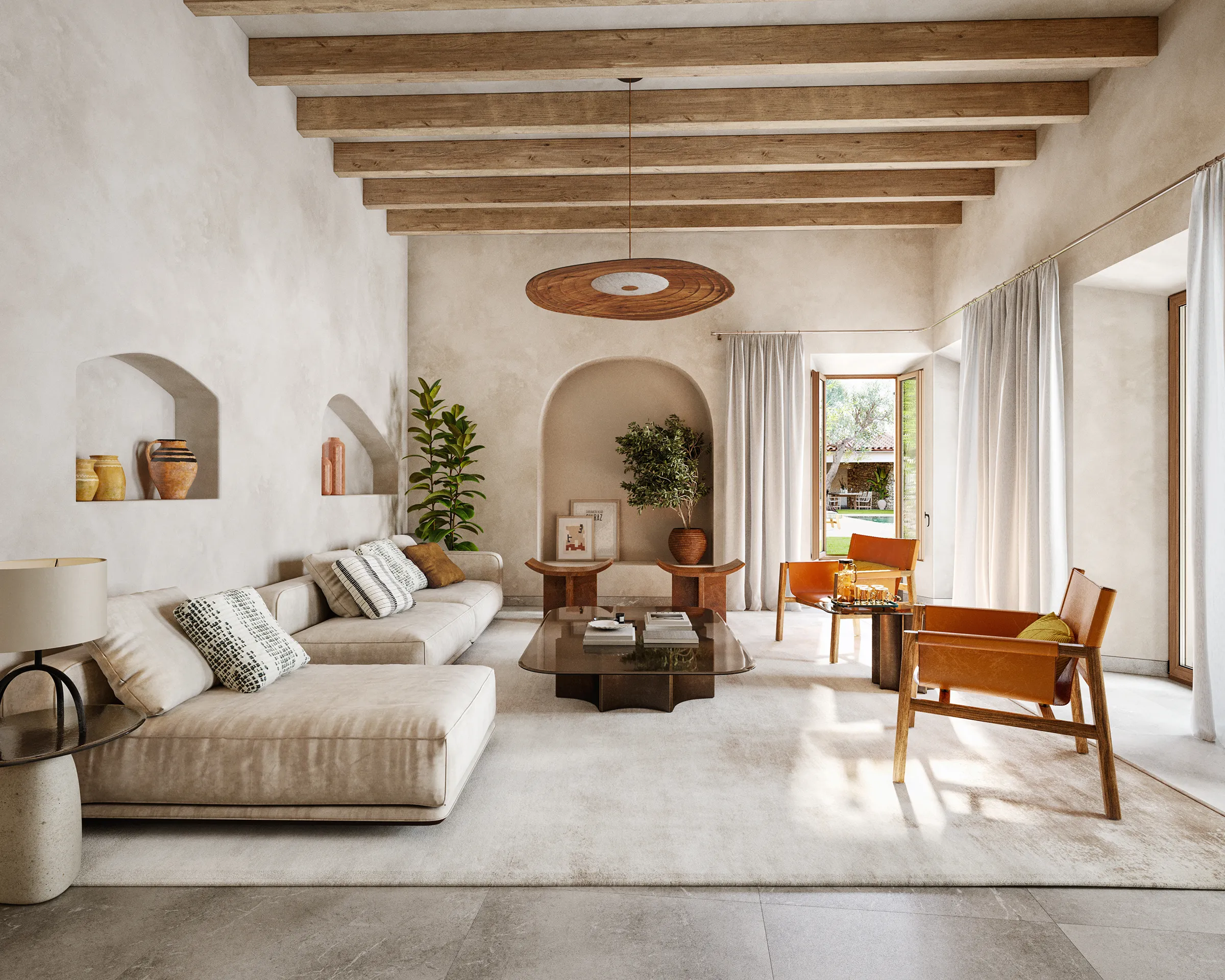 House Lloseta Mallorca Living Photorealistic Visualization