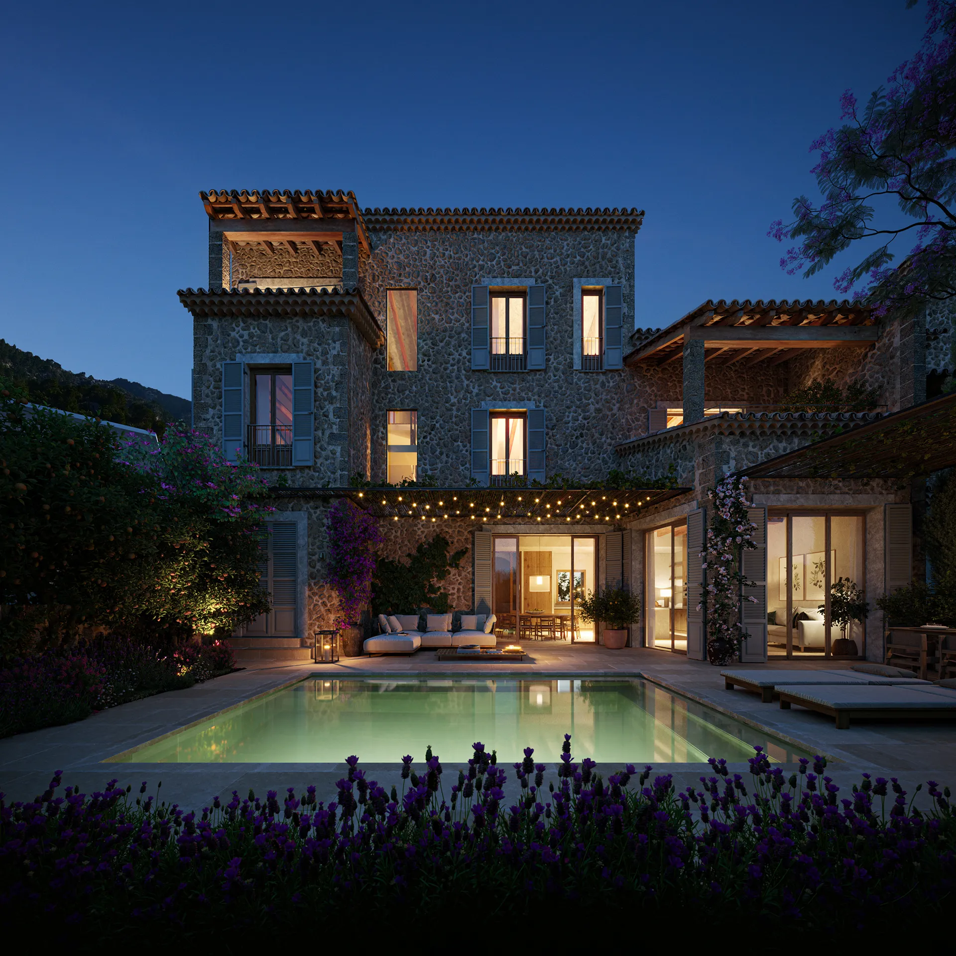 Casa Soller Mallorca piscina Inmobiliario Visualizacion
