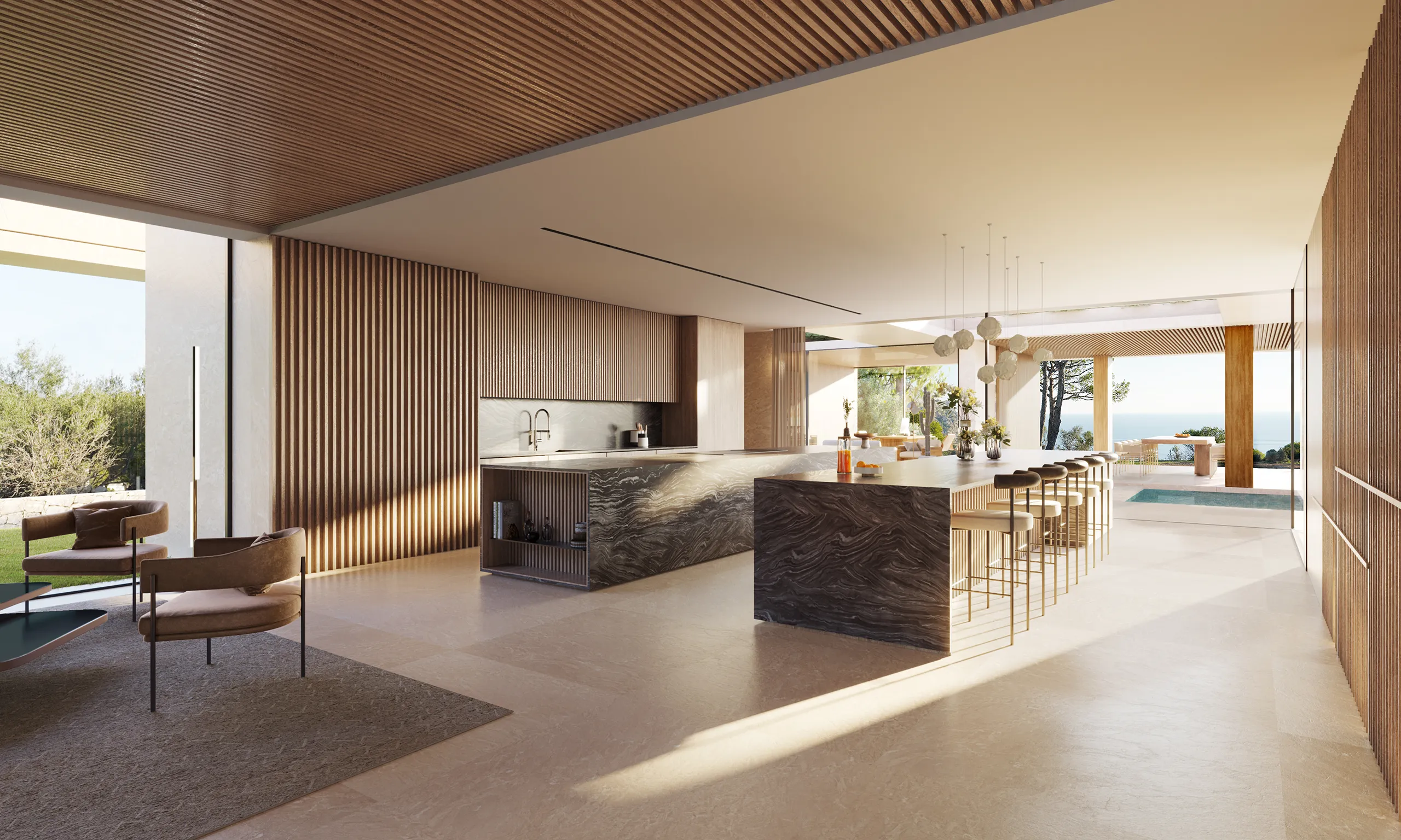 Estate Las Brisas Andratx Mallorca Kitchen Rendering of Architecture