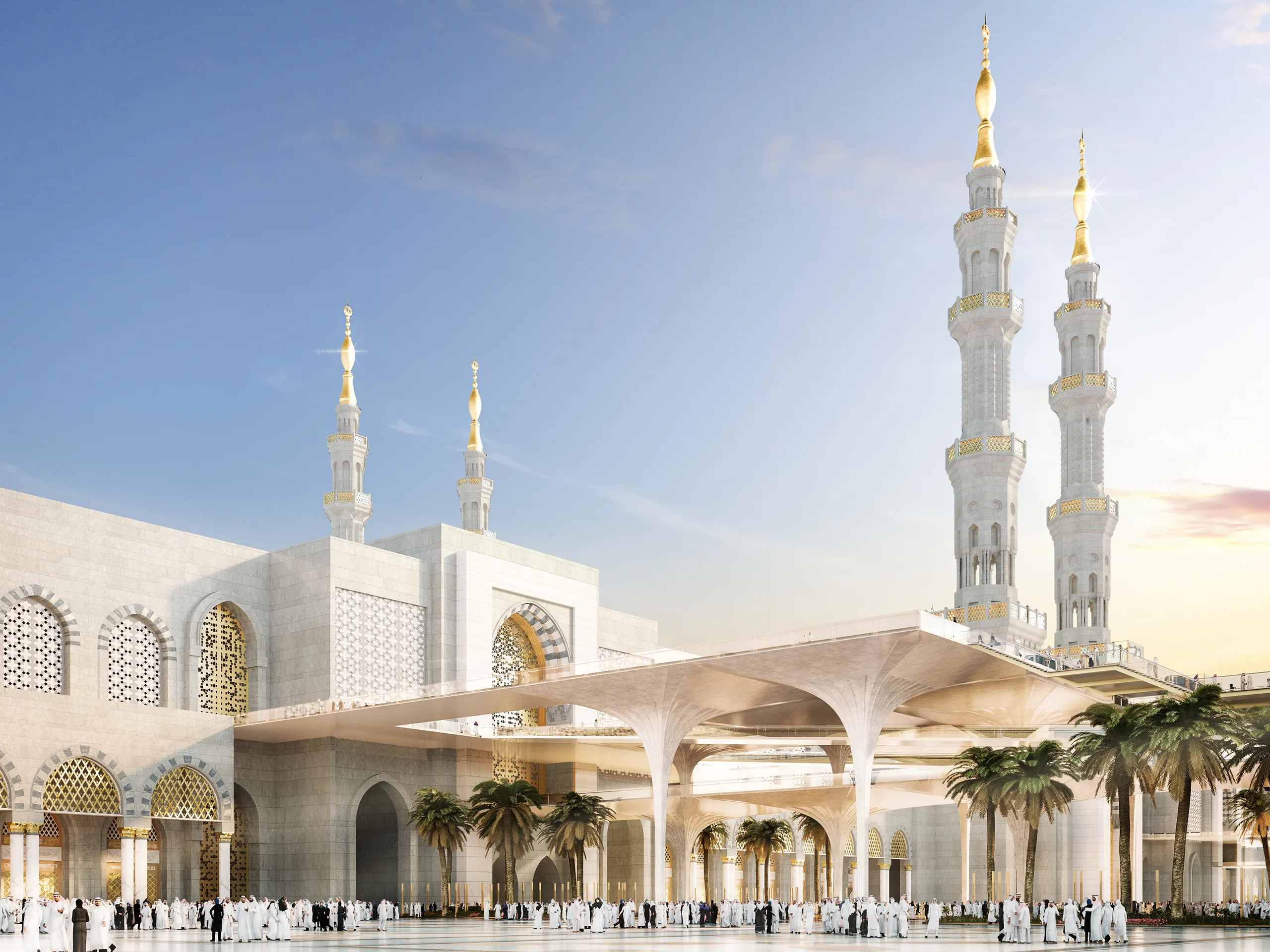 Medinah Mosque Medinah Saudi Arabia Hallway Real Estate Rendering