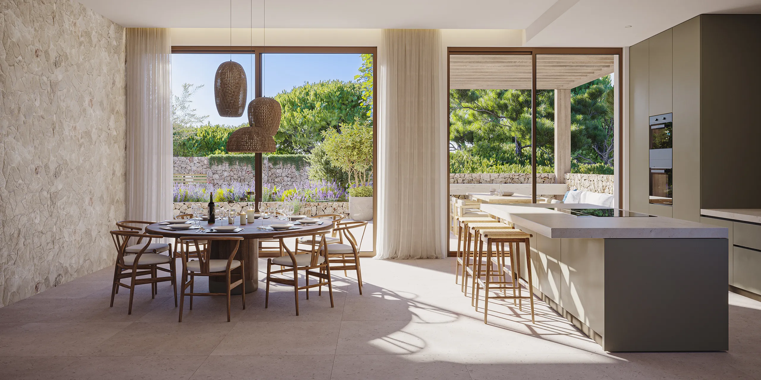 Villa Santanyi Mallorca Comedor Visualizacion arquitectonica