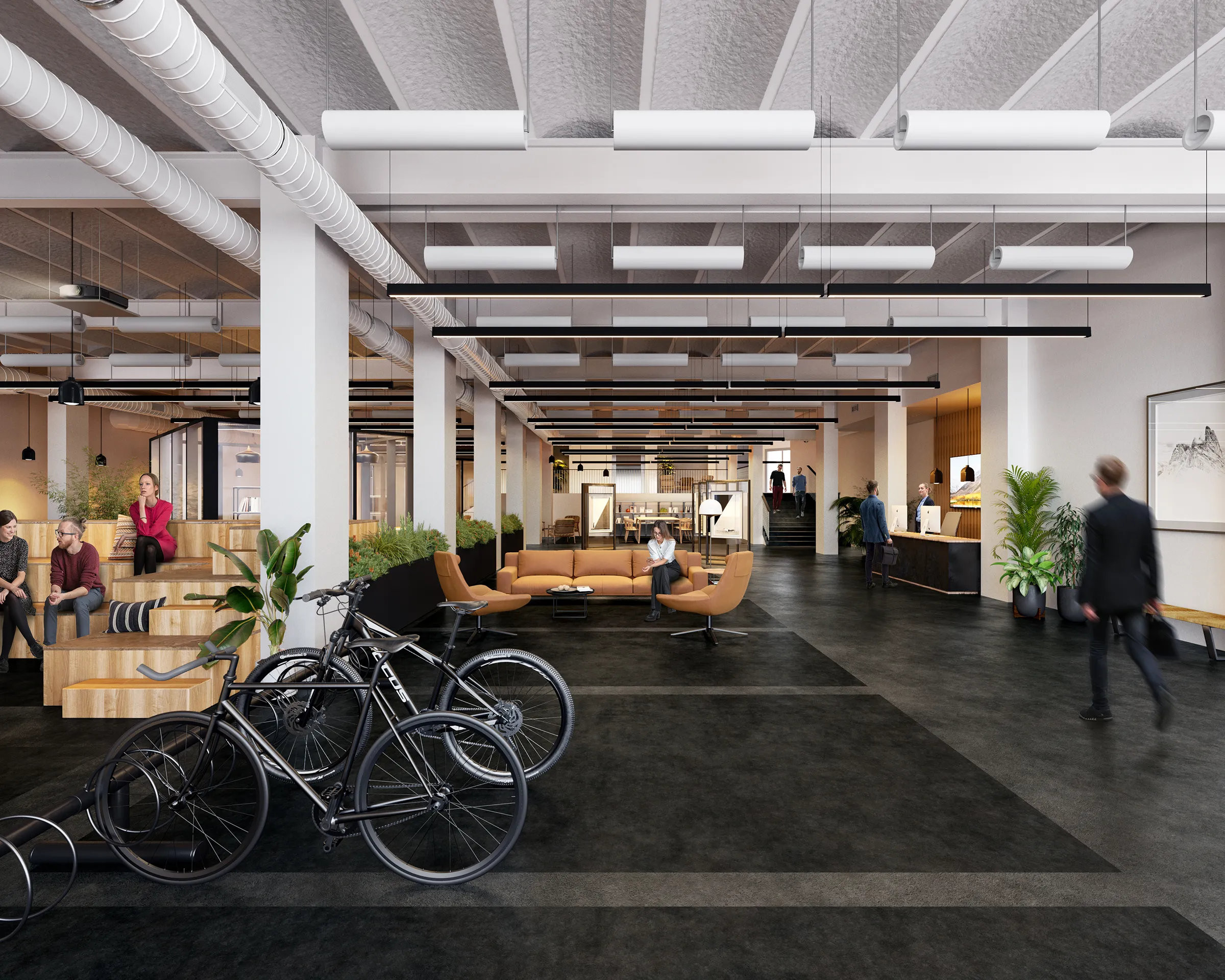 Oficinas Meridiana Barcelona Zonas comunes visualizacion arquitectonica