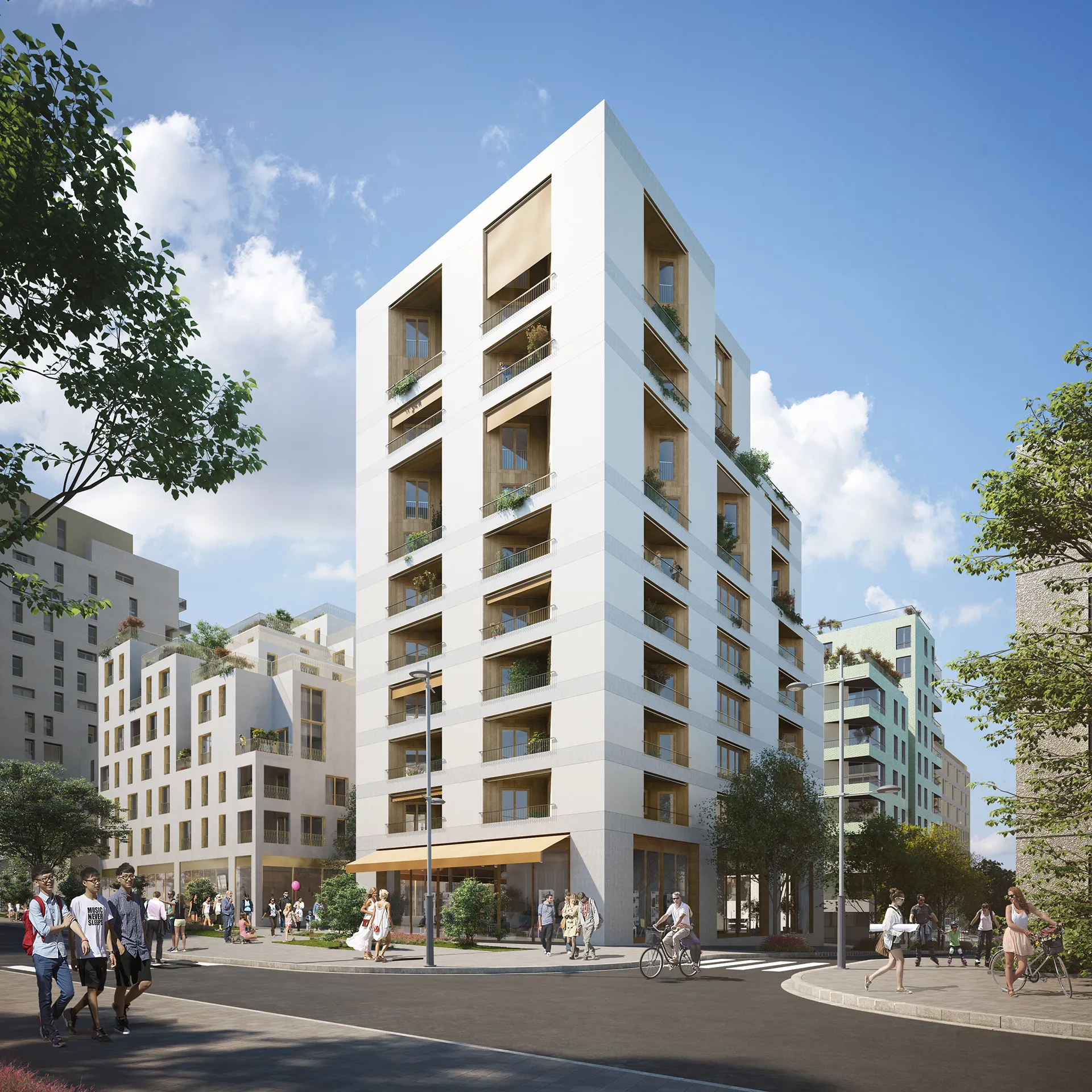 Massy Housing Massy France Fassade eye level Photorealistic Visualization