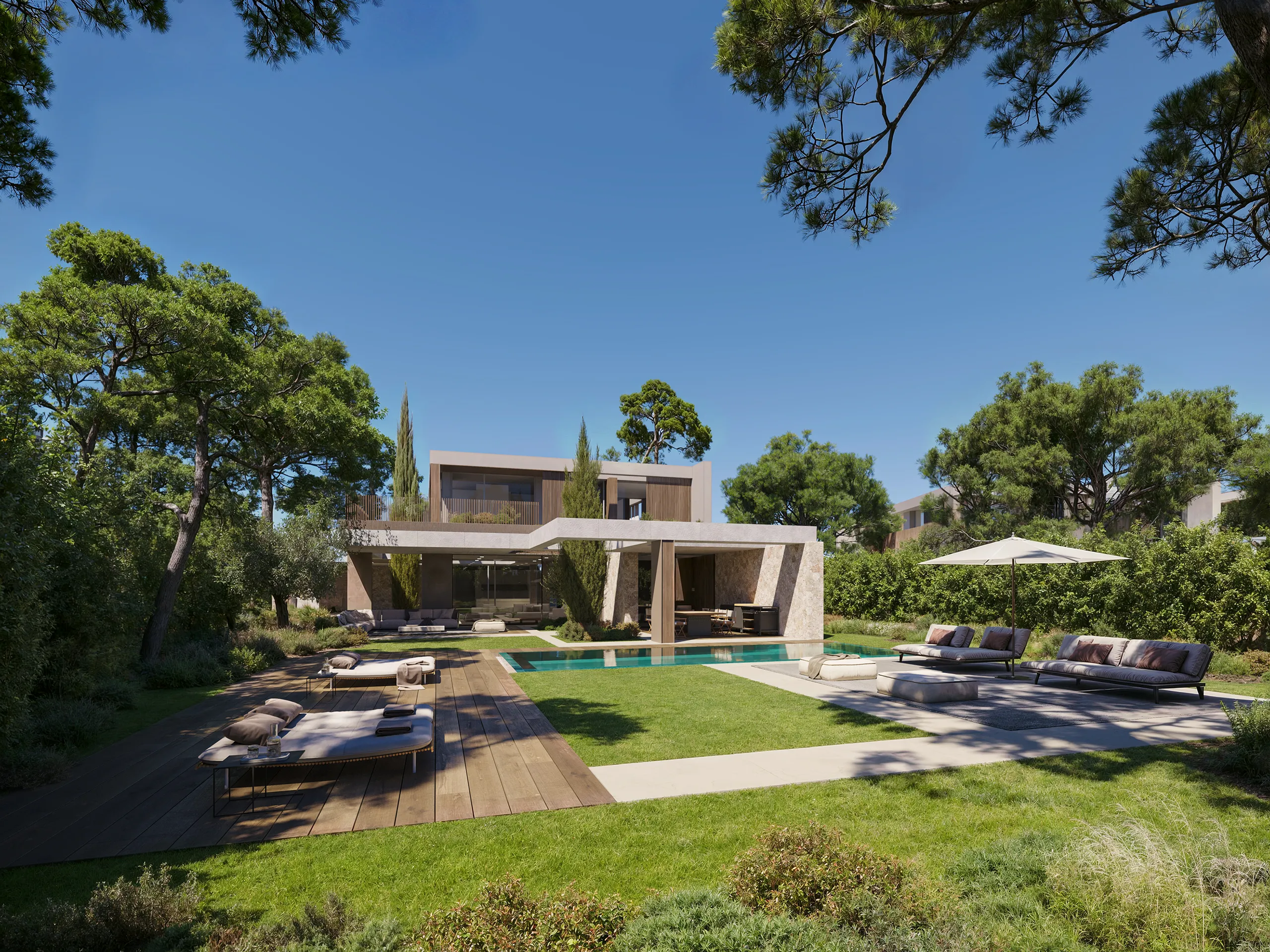Villa Cala Falco Mallorca jardin Renders fotorrealista