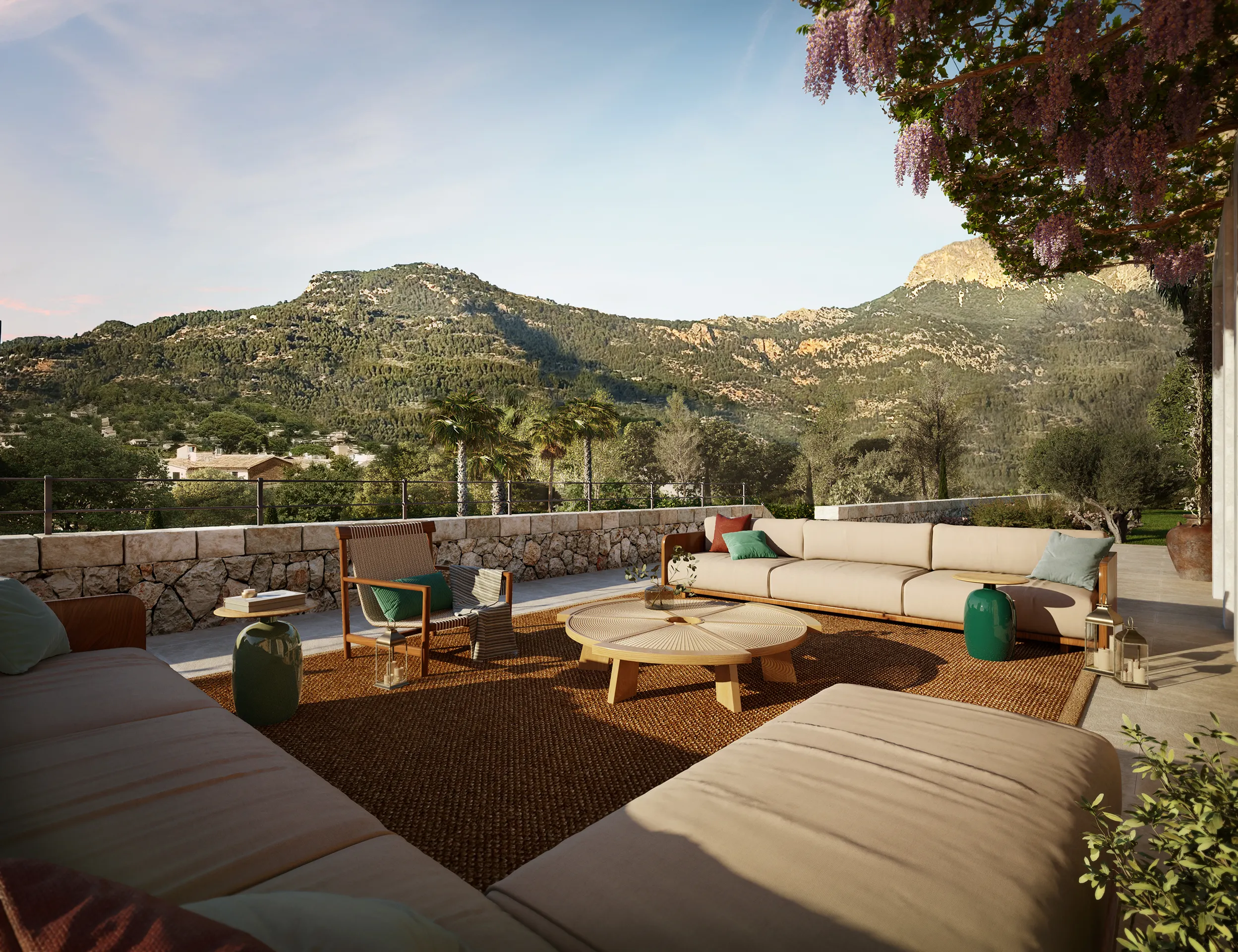 Finca Soller Mallorca Patio Hyperrealistic Visualisation