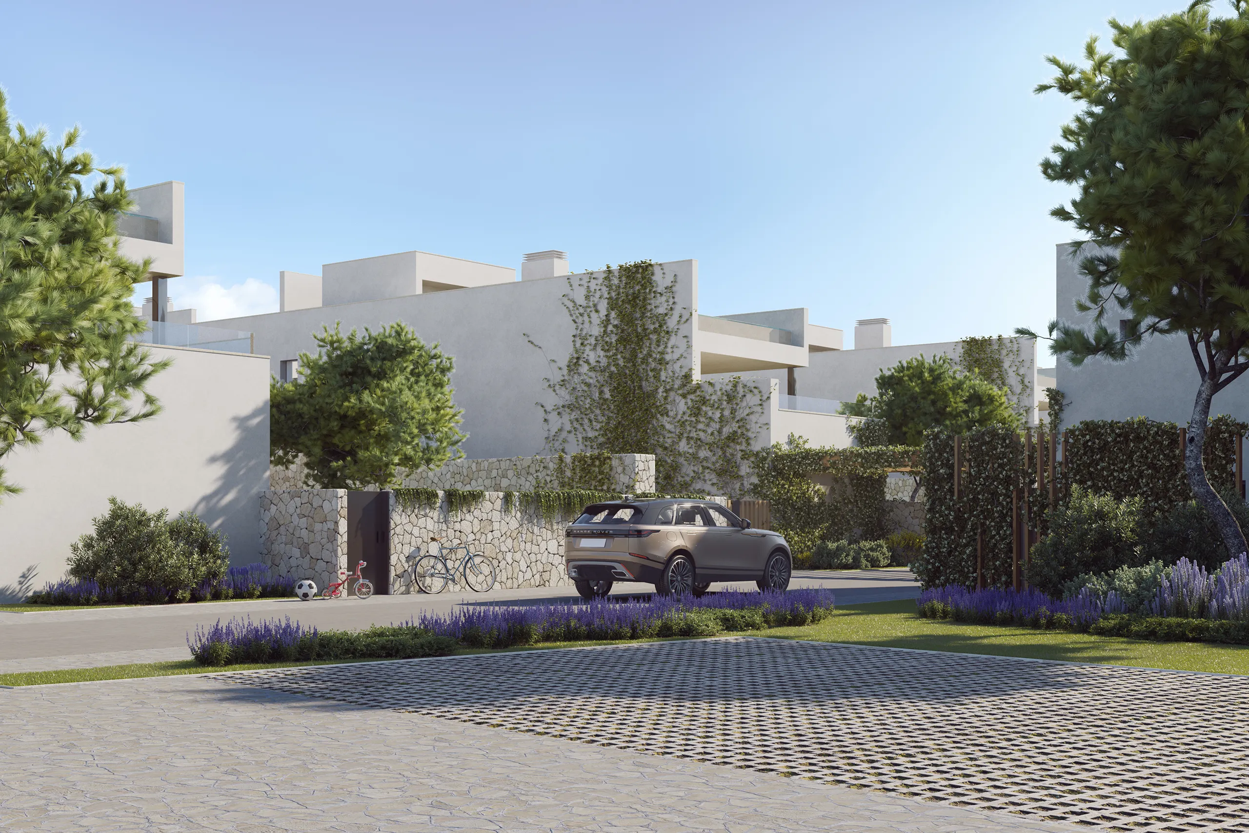 Villa Cala Comte Ibiza Entrada Visualizacion fotorrealista