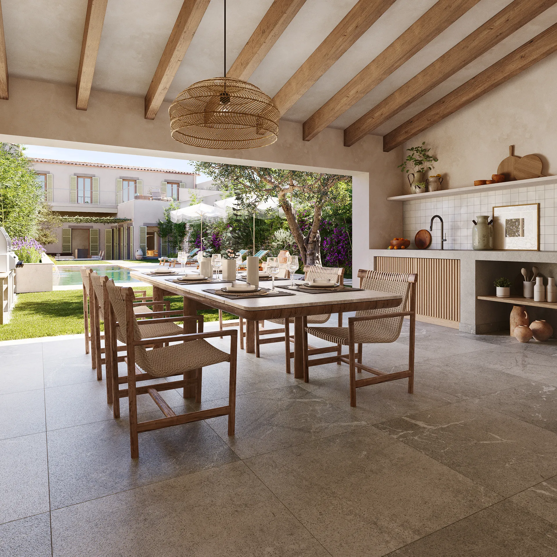 House Lloseta Mallorca Dining Architectural Virtual Tours